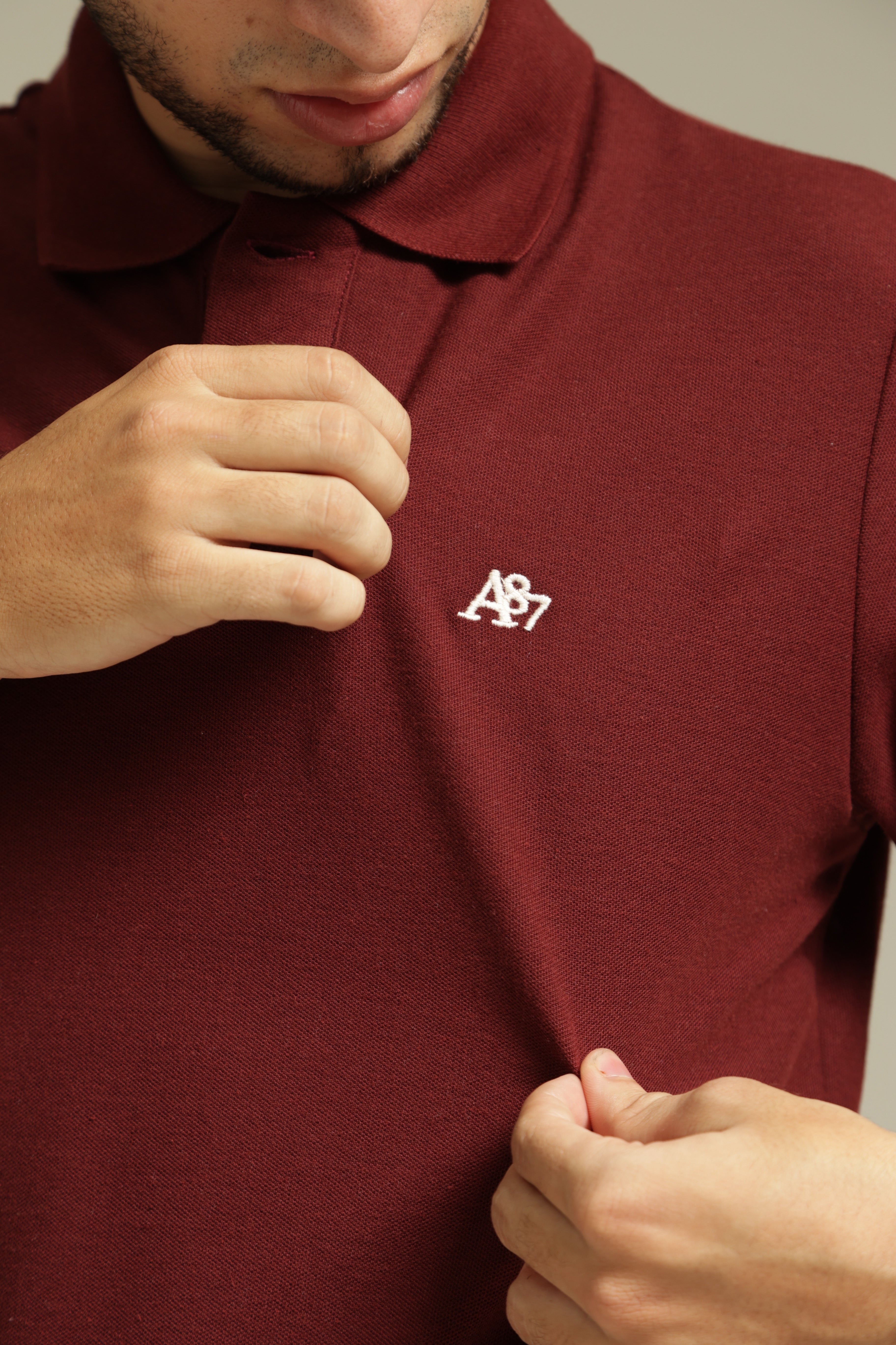 Polo Para Hombre Aero Guys Ss Solid Polo Earth Red White Logo