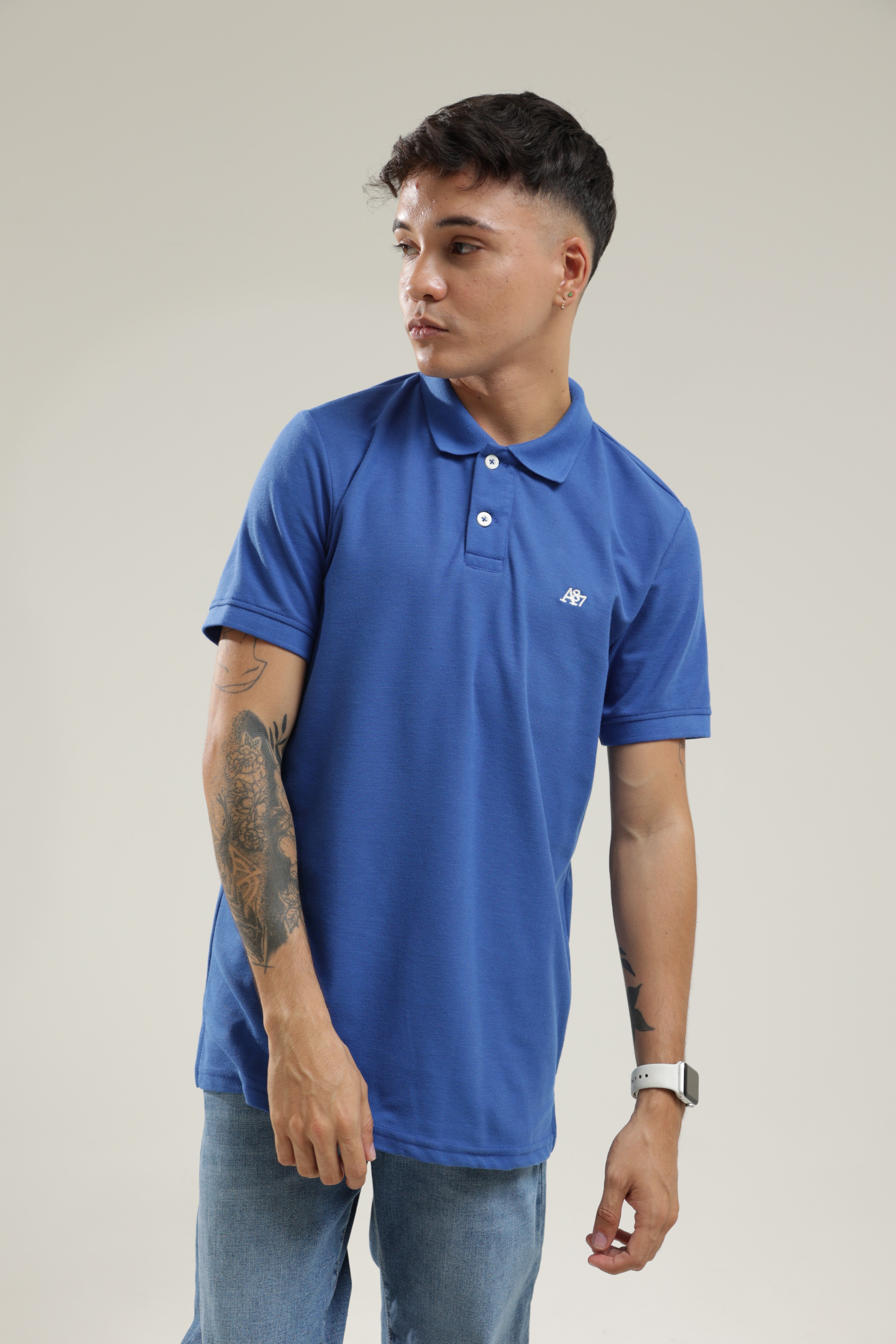 Polo Para Hombre Aero Guys Ss Solid Polo French Blue Logo White