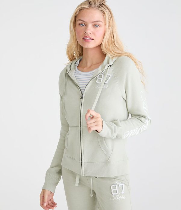 AERO GIRLS FLEECE ZIP FRONT SURF SPRAY