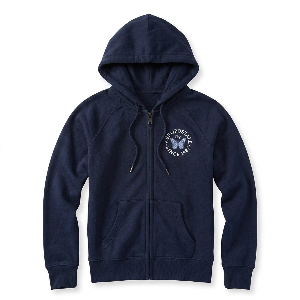 AERO GIRLS FLEECE ZIP FRONT CADET NAVY
