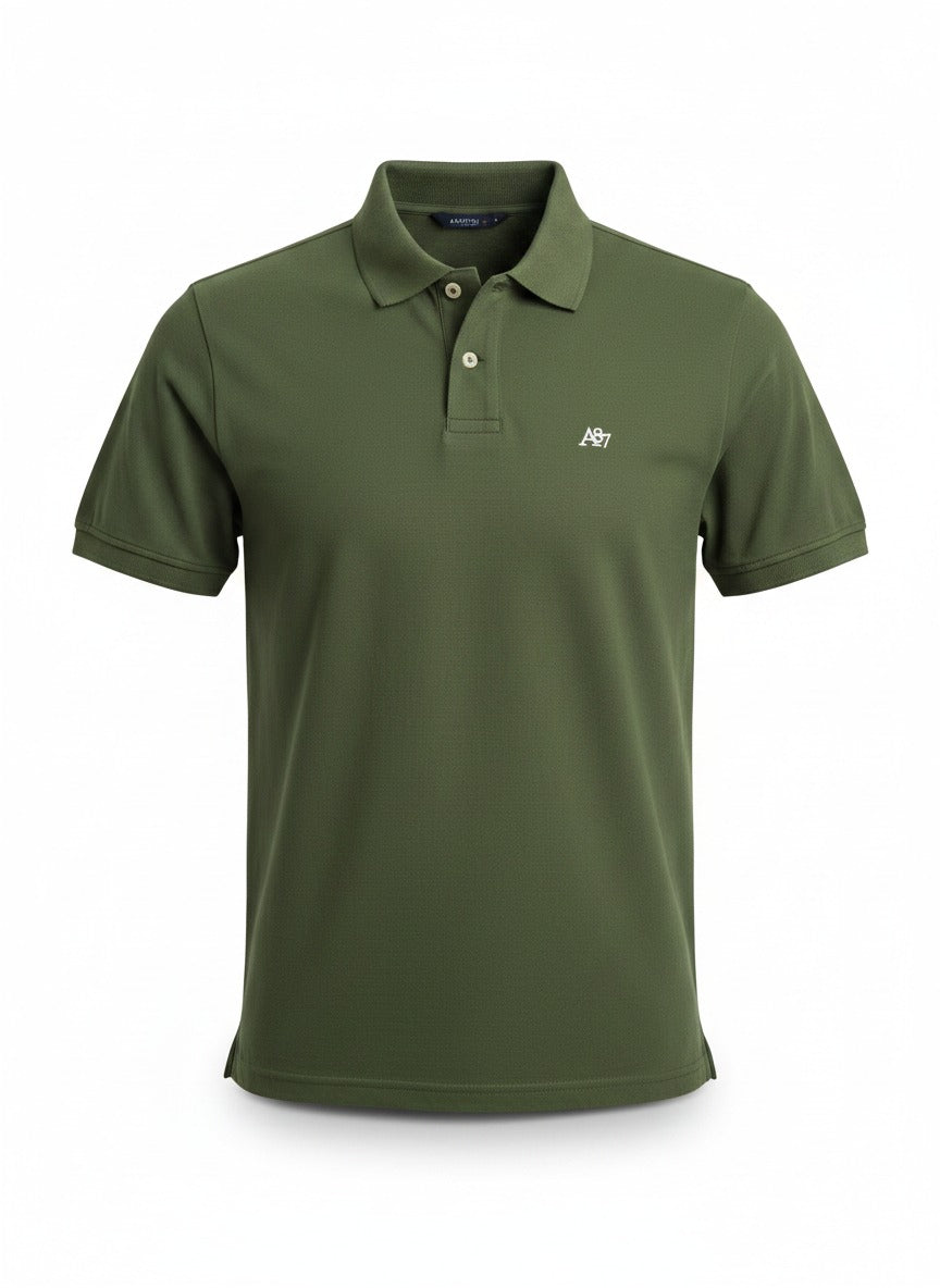 AERO GUYS SS SOLID POLO OLIVINE