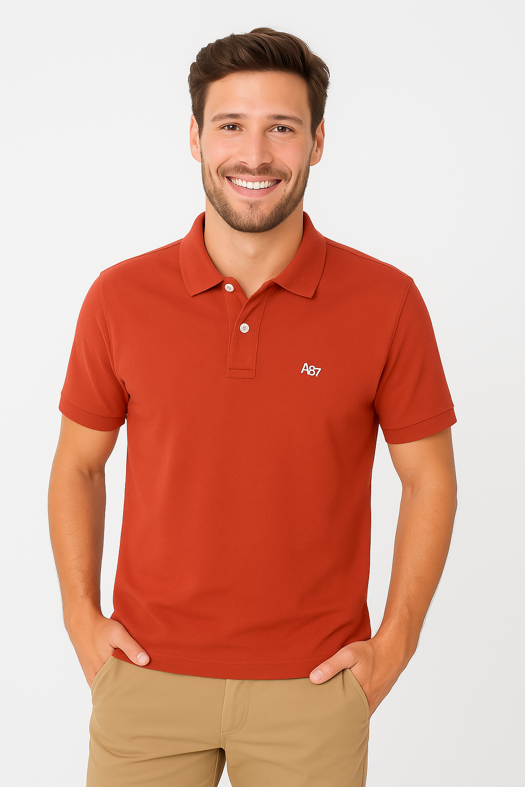 Camiseta Polo Para Hombre Terracotta Aero Guys Ss Solid Polo Burn Brick