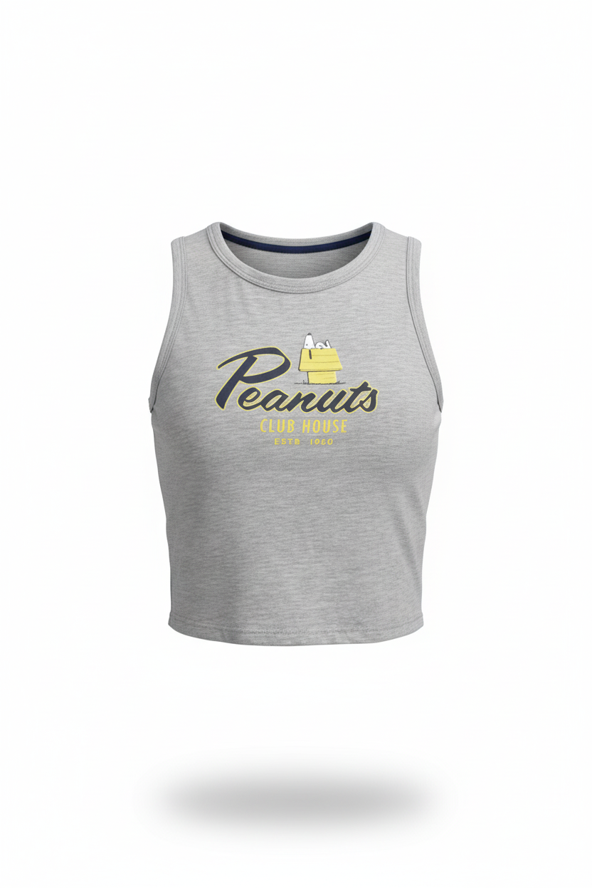 Top Para Mujer Snoopy Aero Fashion Bare Graphic Light Gray Heather Peanuts 0018