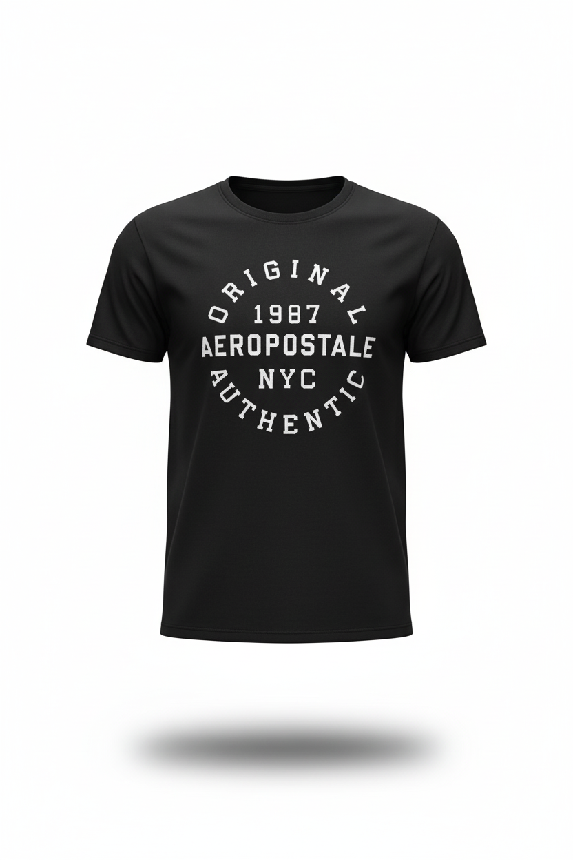 Camiseta Negra Para Hombre Aeropostale  Level 1 Graphic Tees Dark Black 6143