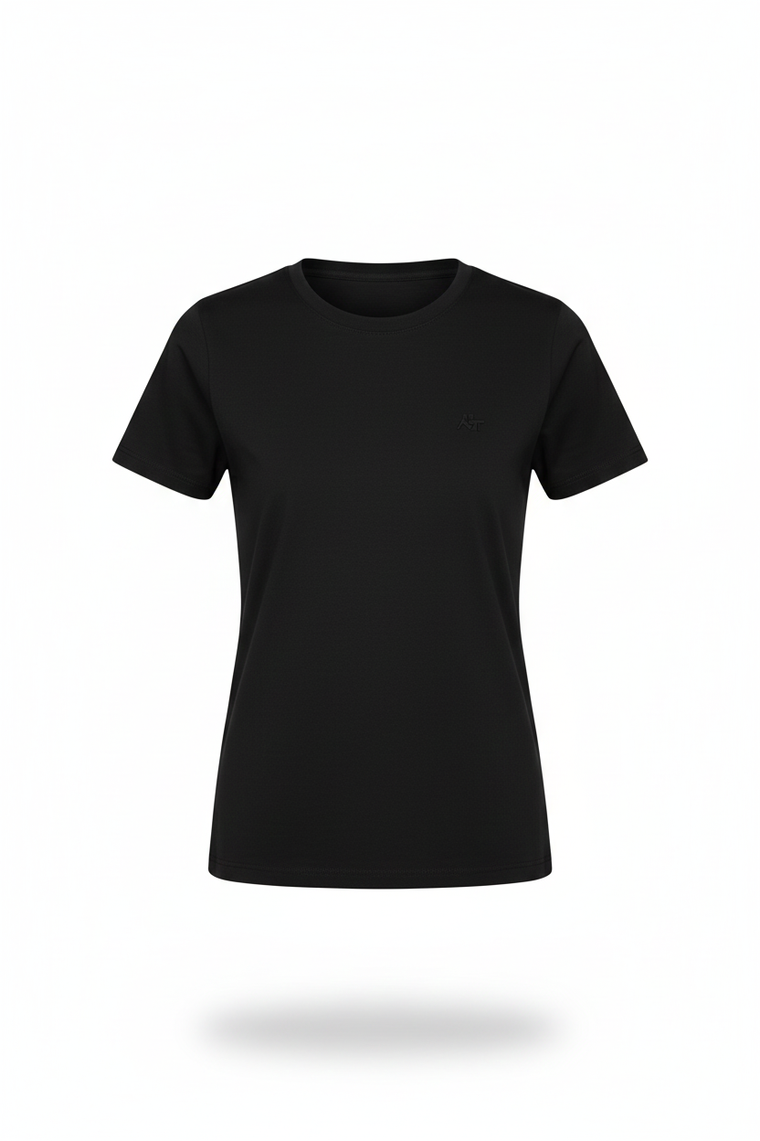 Camiseta Basica Negra Para Mujer Aero Girls Solid Ss Logo Dark Black