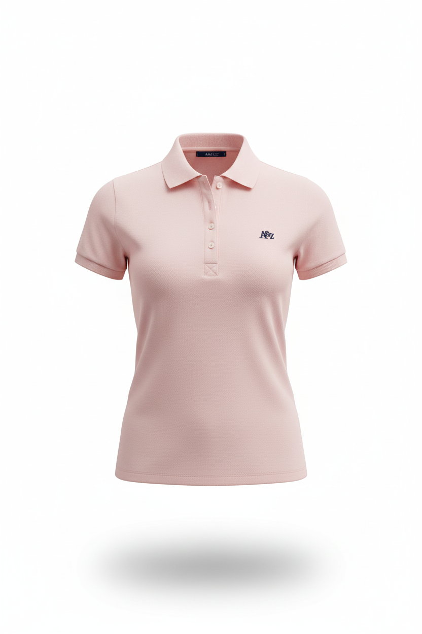Polo Para Mujer Aero Solid Polo Shell Pink Logo Dark Blue