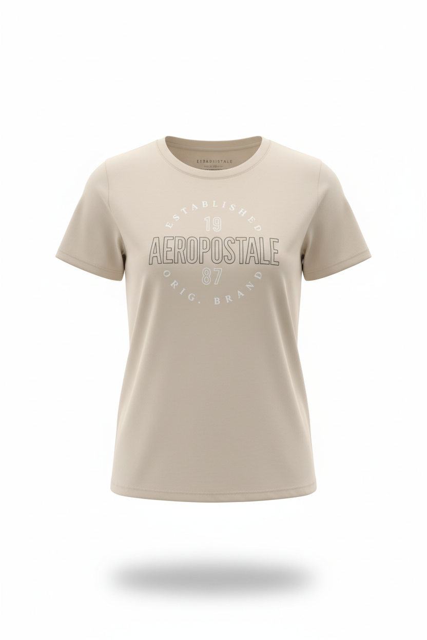 Camiseta  Beige Para Mujer Aeropostale  Graphic Level 1 Egret 3100