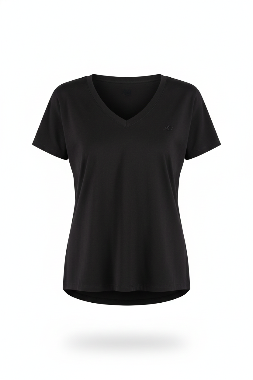 Camiseta Basica Negra Para Mujer Aeropostale Girls Solid Ss Dark Black 6505