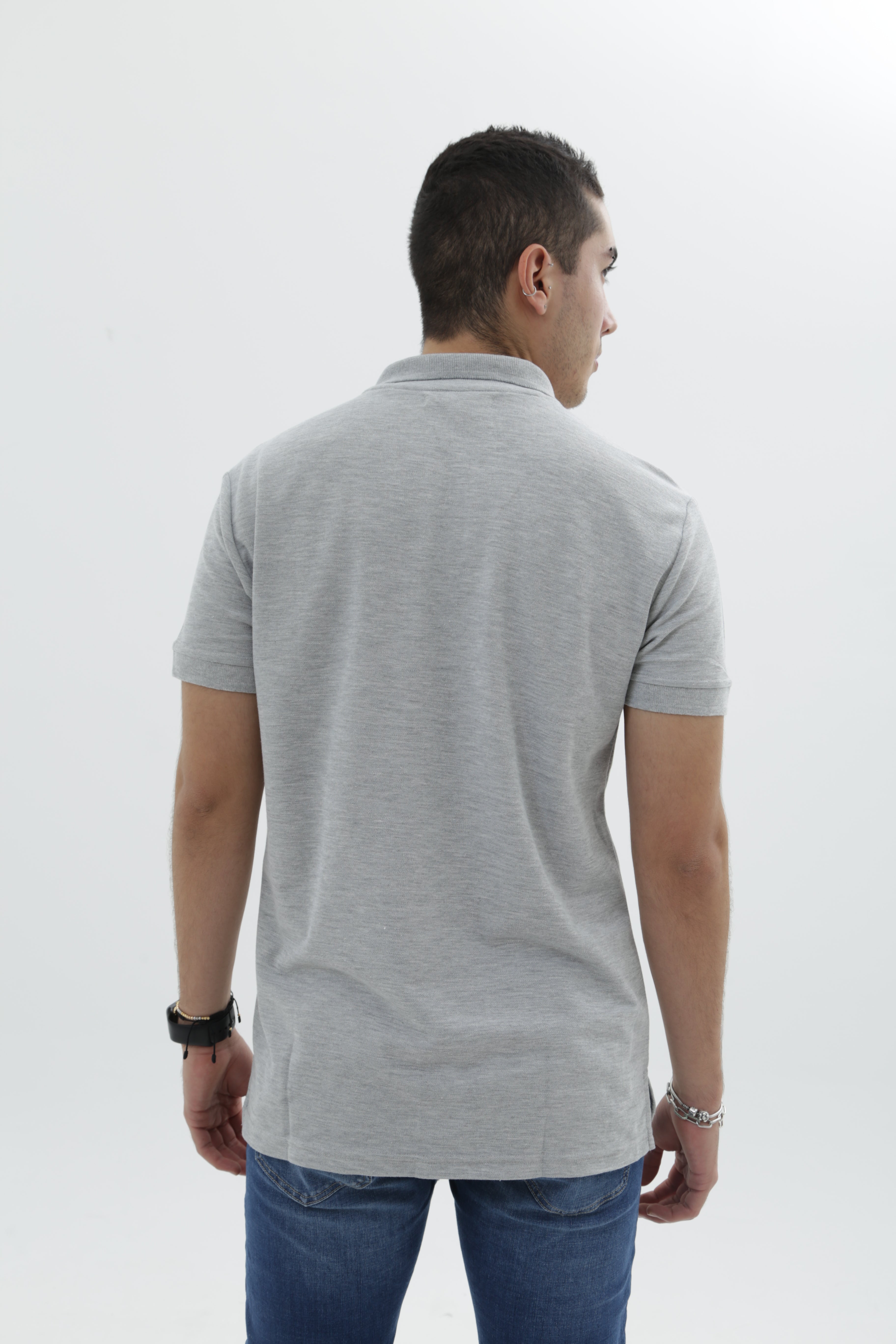 Camiseta Polo Para Hombre Purple Detail Aero Guys Ss Solid Polo Light Heather Grey