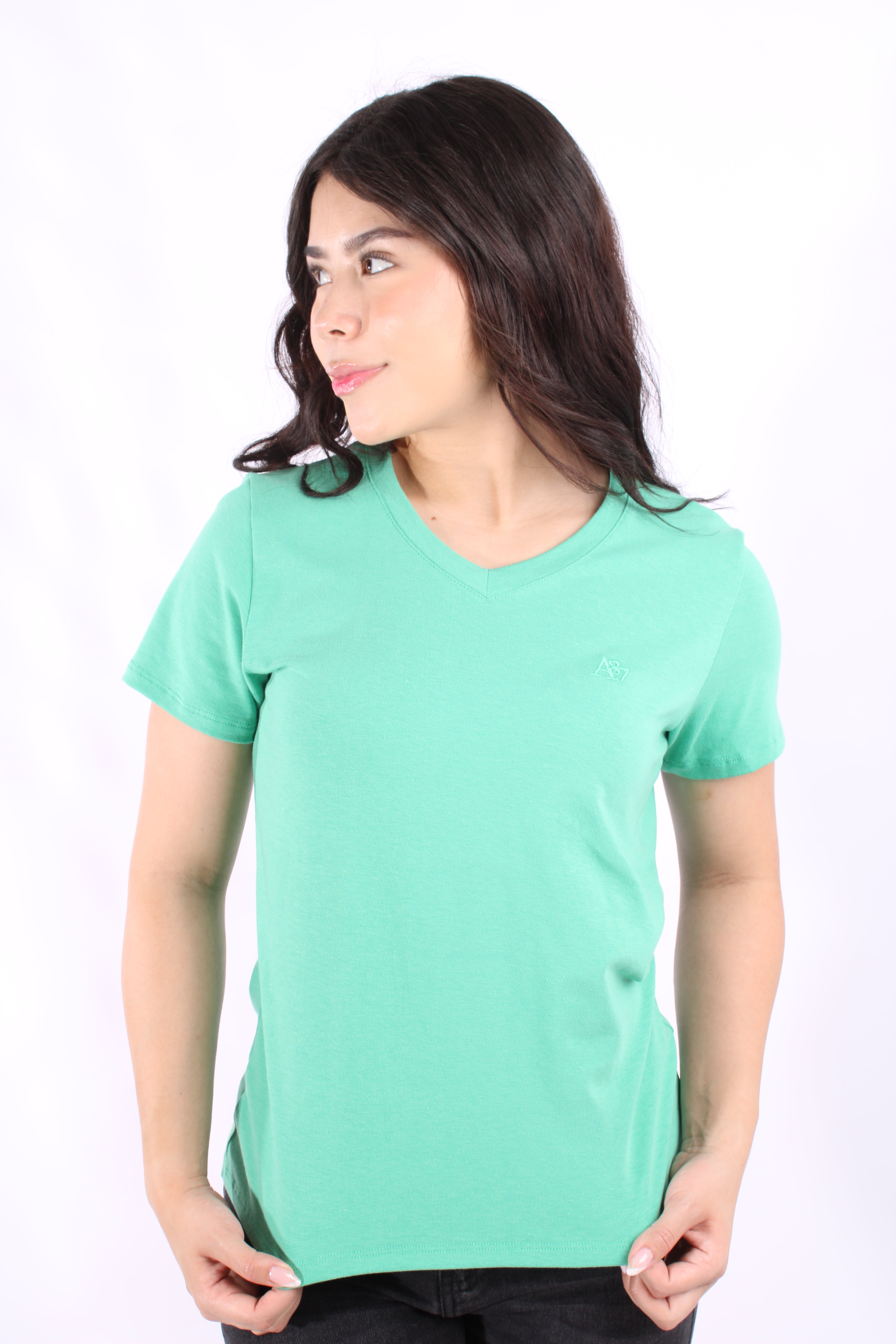 Camiseta Basica Verde Para Mujer Aeropostale Girls Solid Ss Ming Green 4208