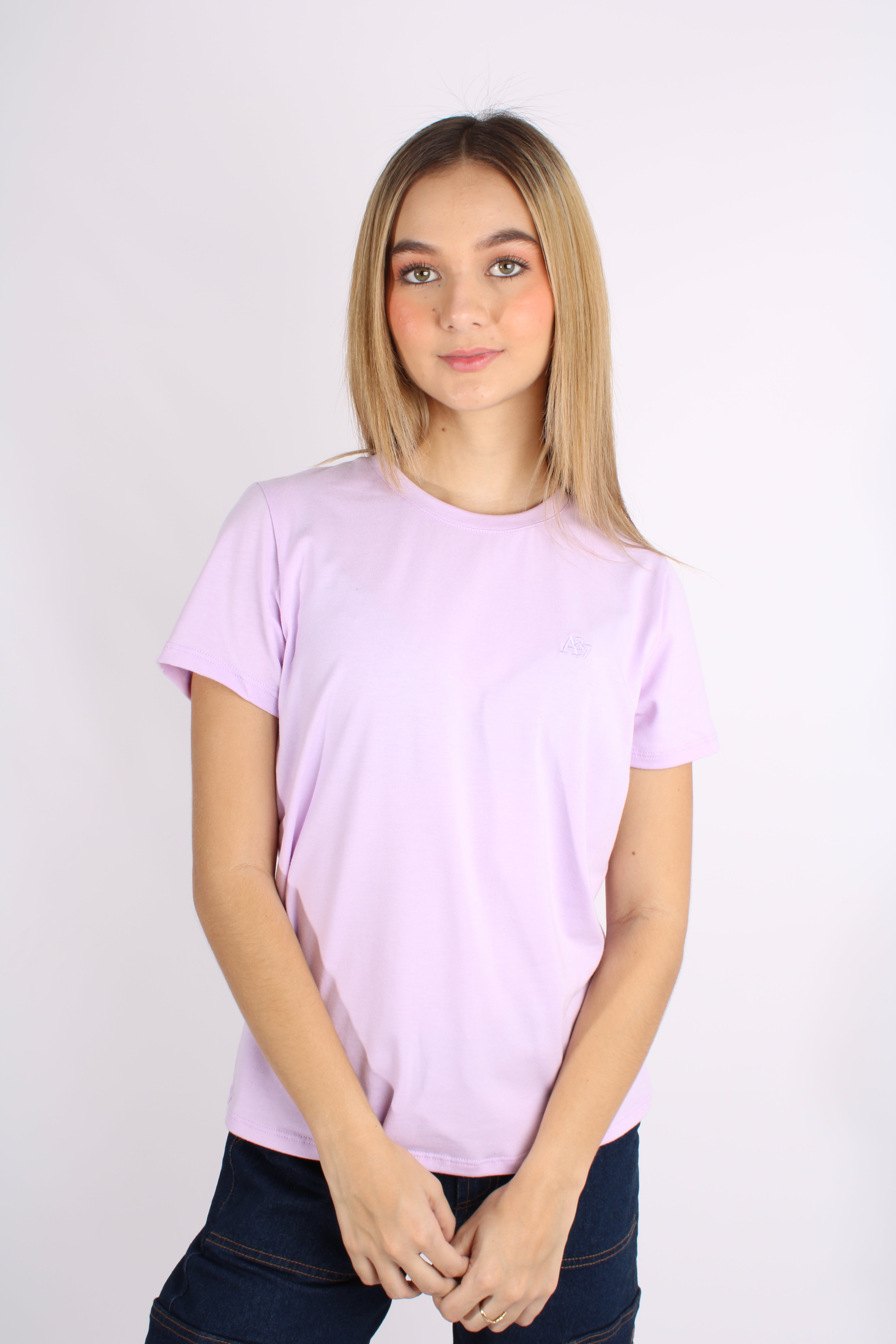 Camiseta Básica Morada Para Mujer Logo Violet Aero Girls Solid Ss Violet Tulip