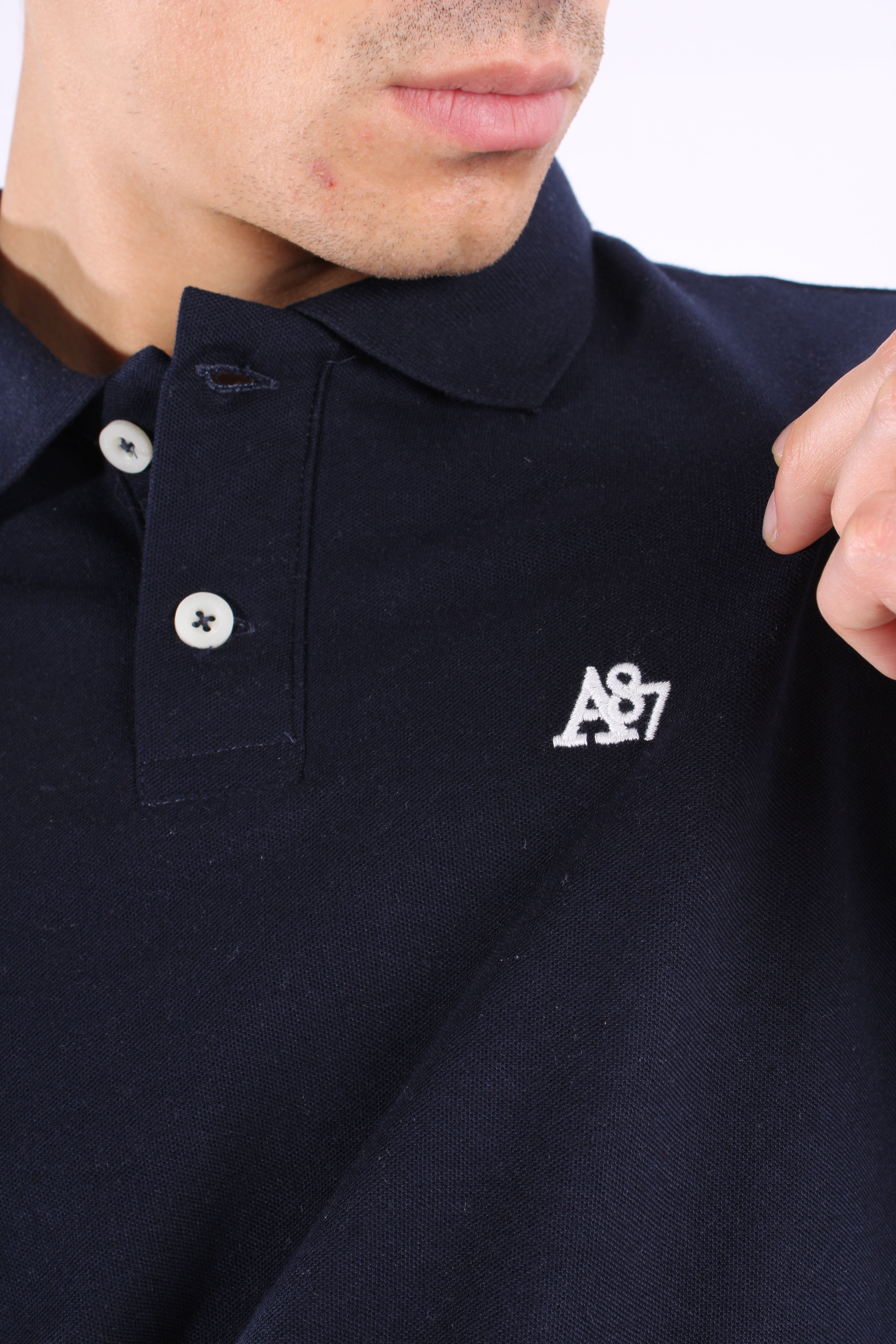 Polo Azul Oscura Para Hombre Aeropostale Guys Ss Solid Polo Cadet Navy 7907