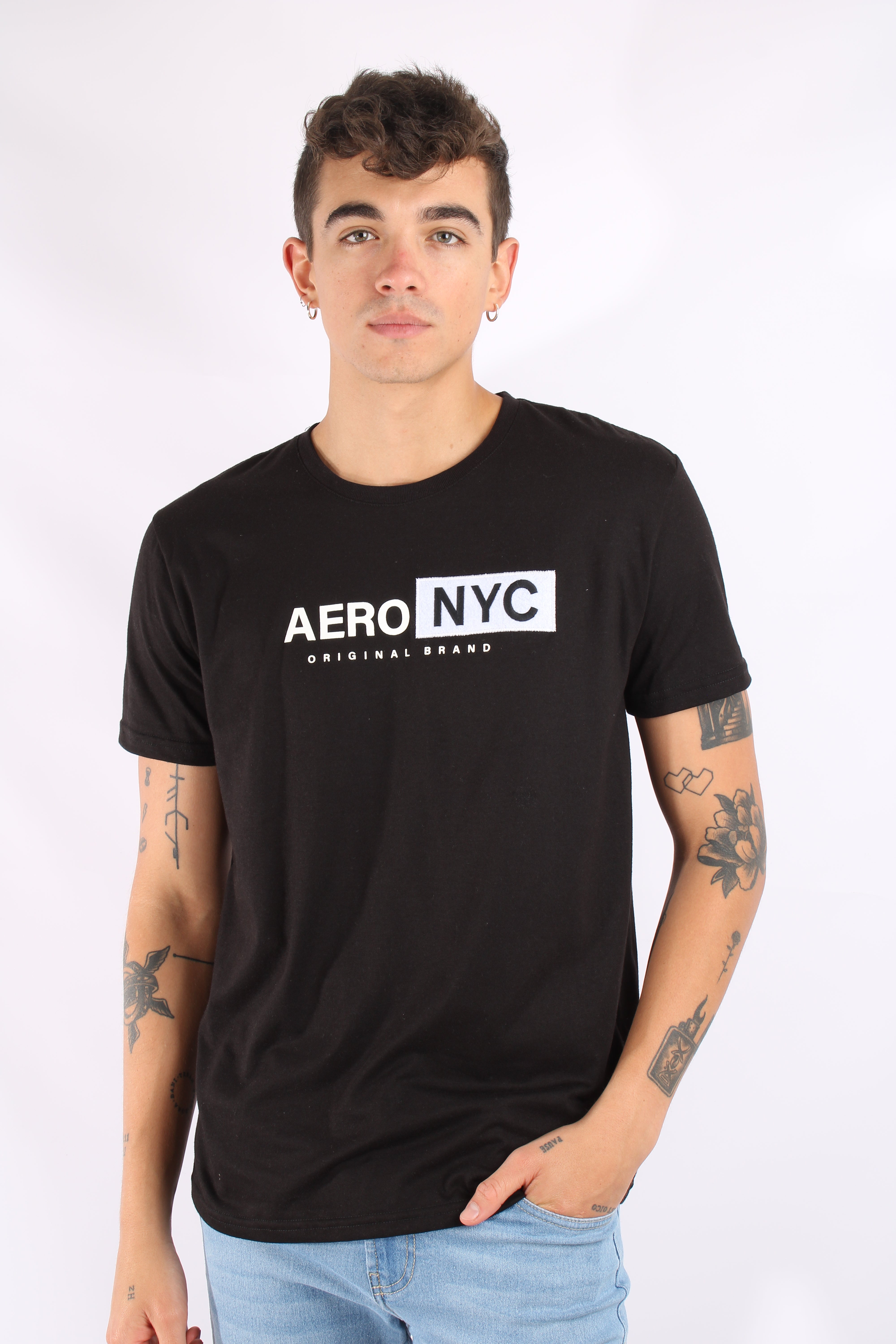 Camiseta Negra Para Hombre Square NY Aero Level 2 Graphic Tees Dark Black
