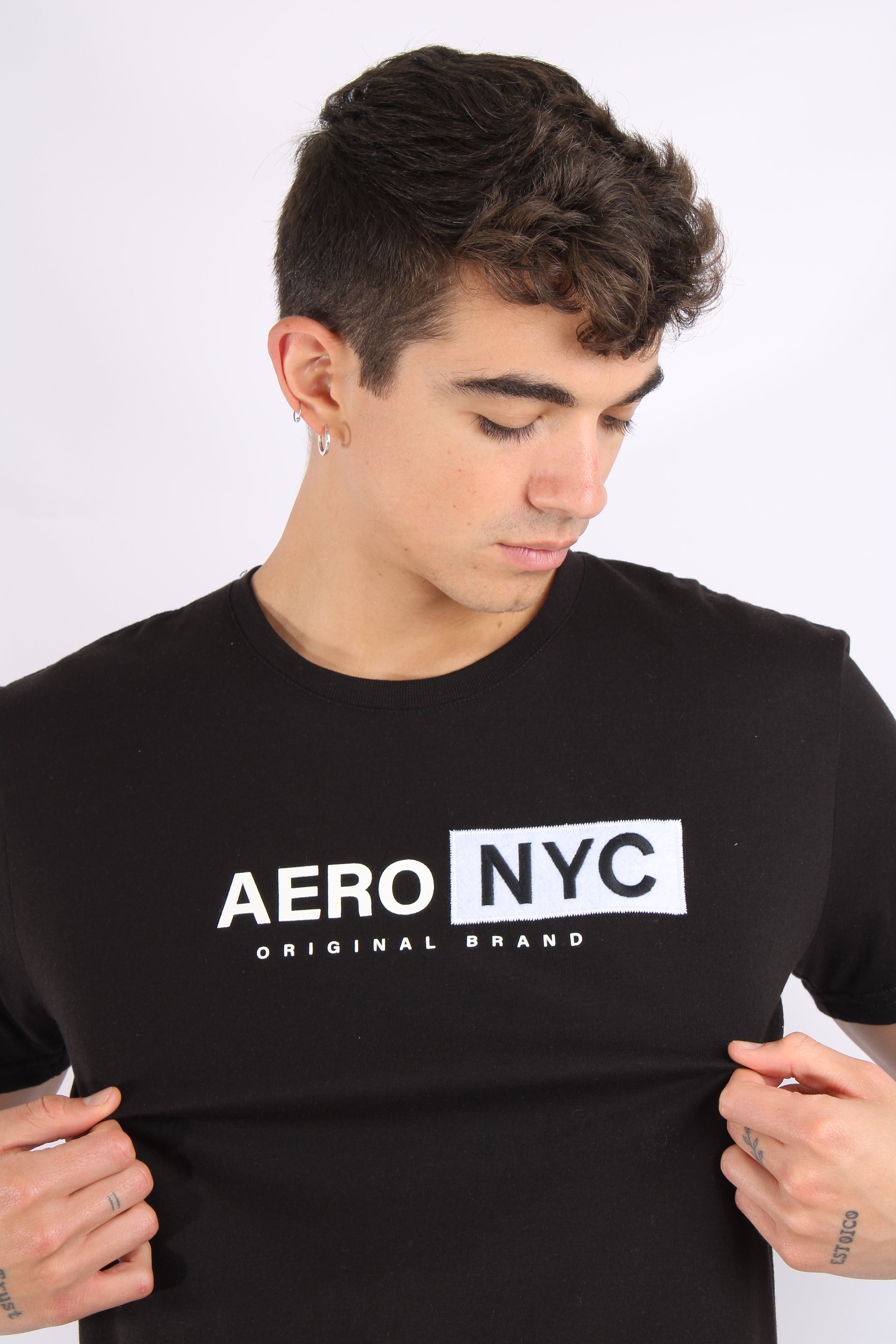 Camiseta Negra Para Hombre Square NY Aero Level 2 Graphic Tees Dark Black