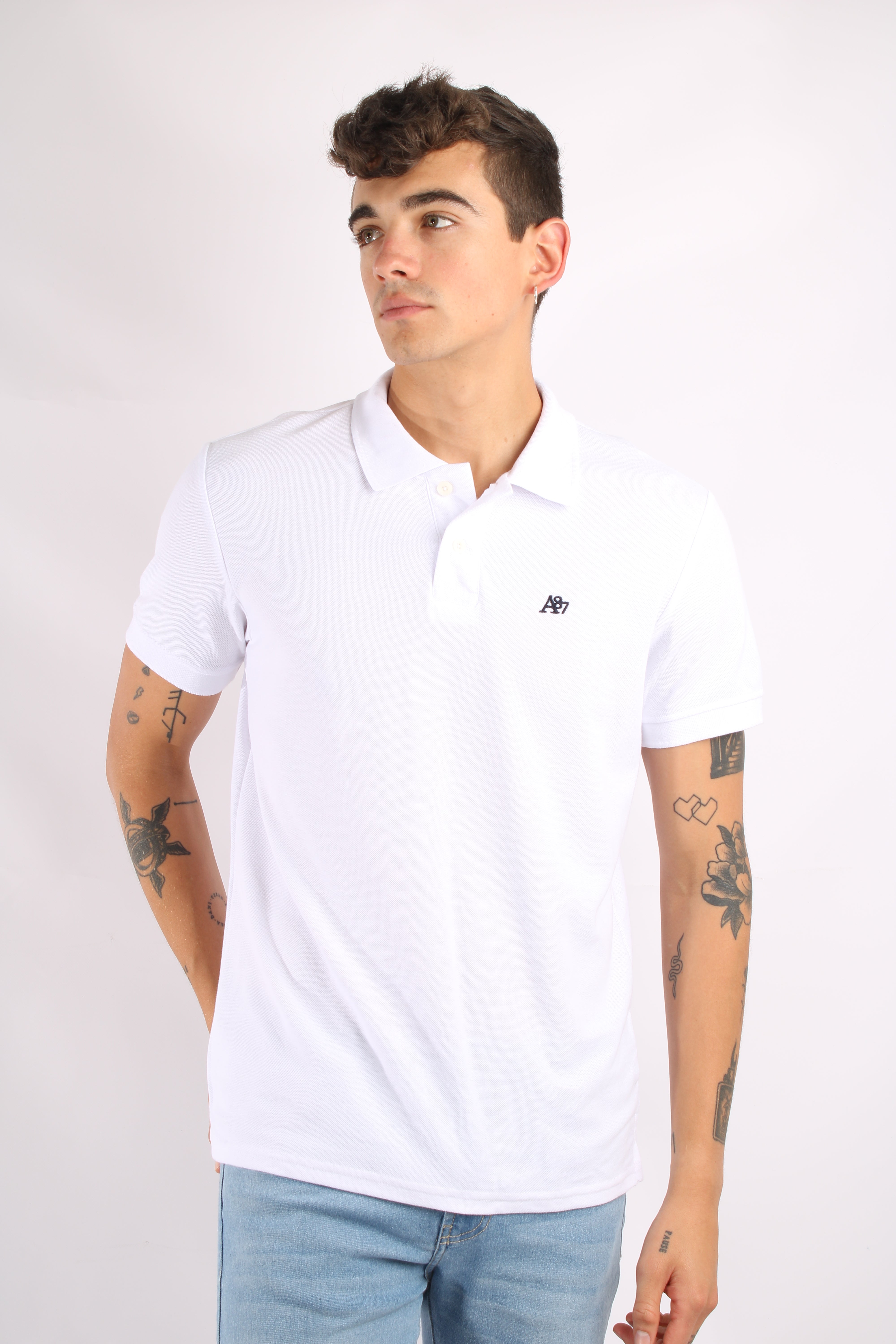 Camiseta Blanca Polo Aero Guys Ss Solid Polo Bleach