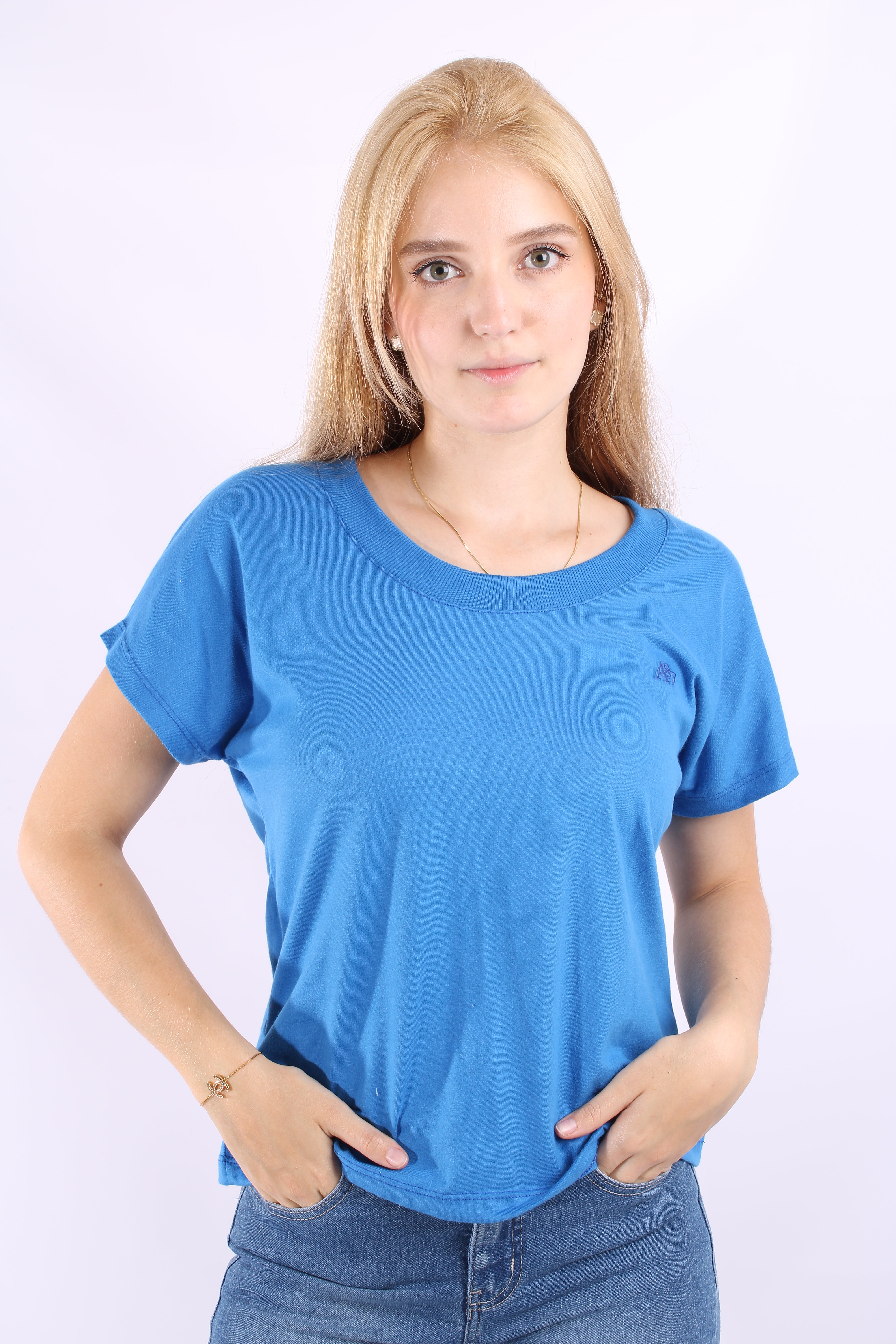 Camiseta Básica Azul Para Mujer Aeropostale Girls Solid Ss Kentucky Blue 6506