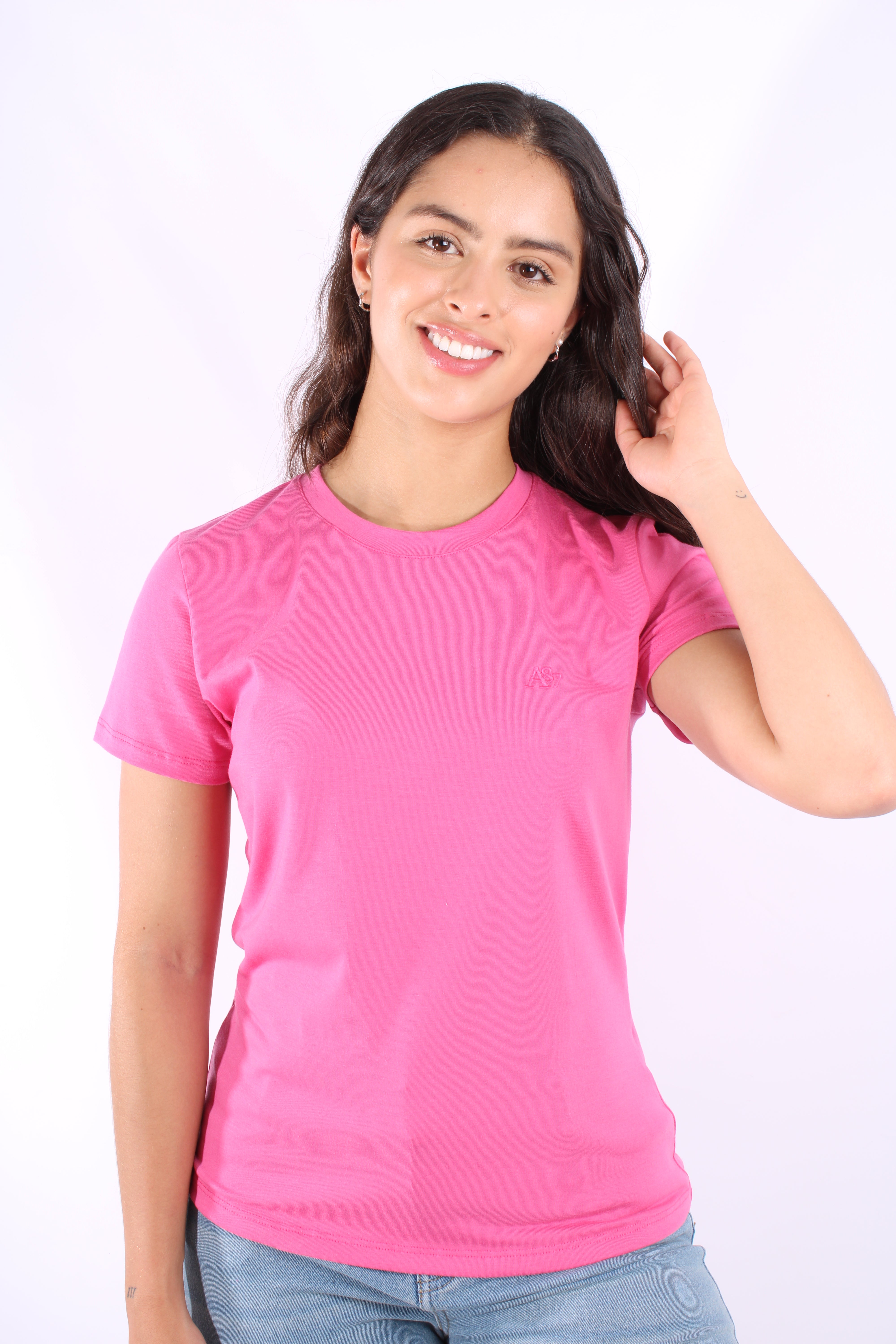 Camiseta Basica Fucsia Para Mujer Aeropostale Girls Solid Ss Pink Crush 4204