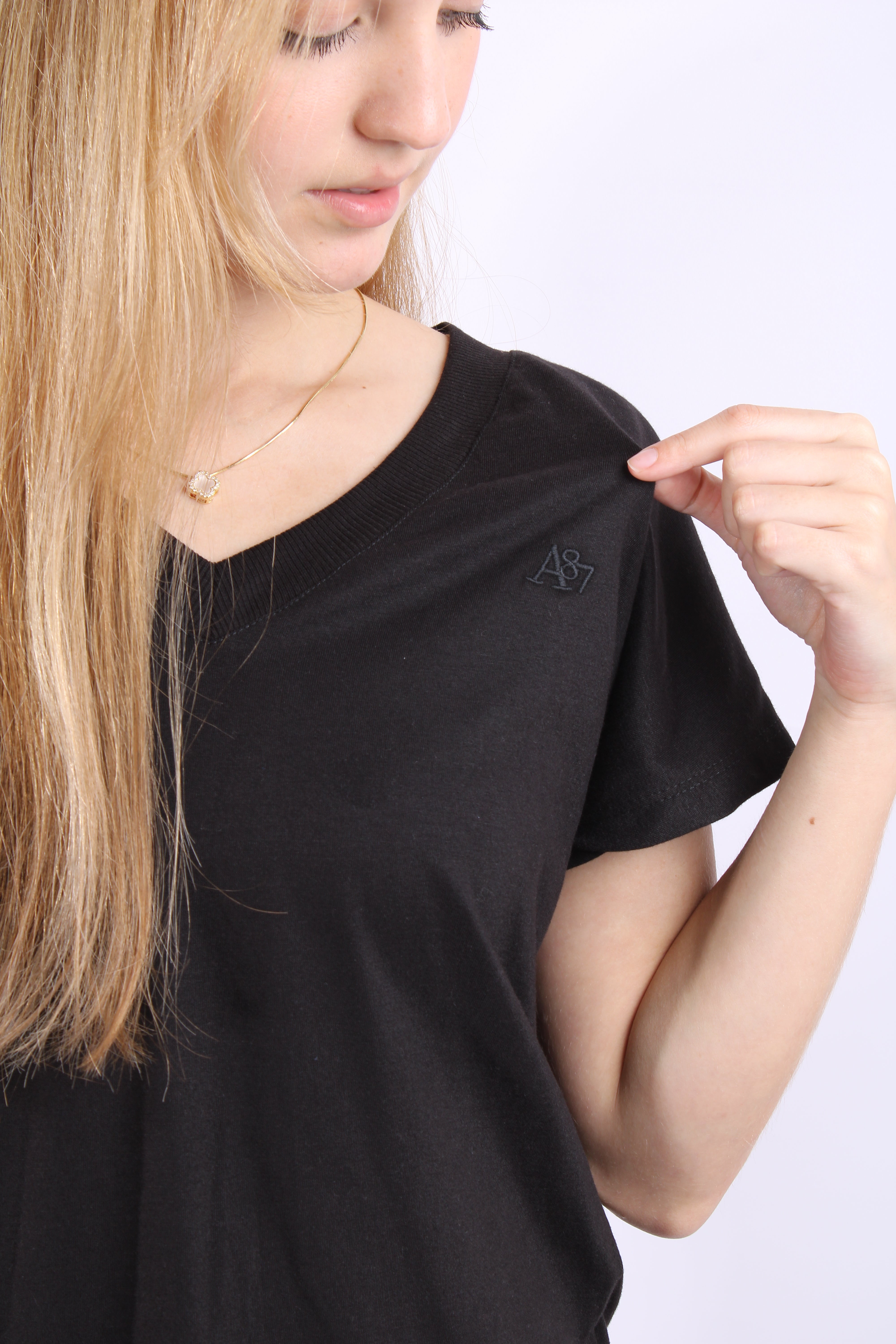 Camiseta Basica Negra Para Mujer Aeropostale Girls Solid Ss Dark Black 6505