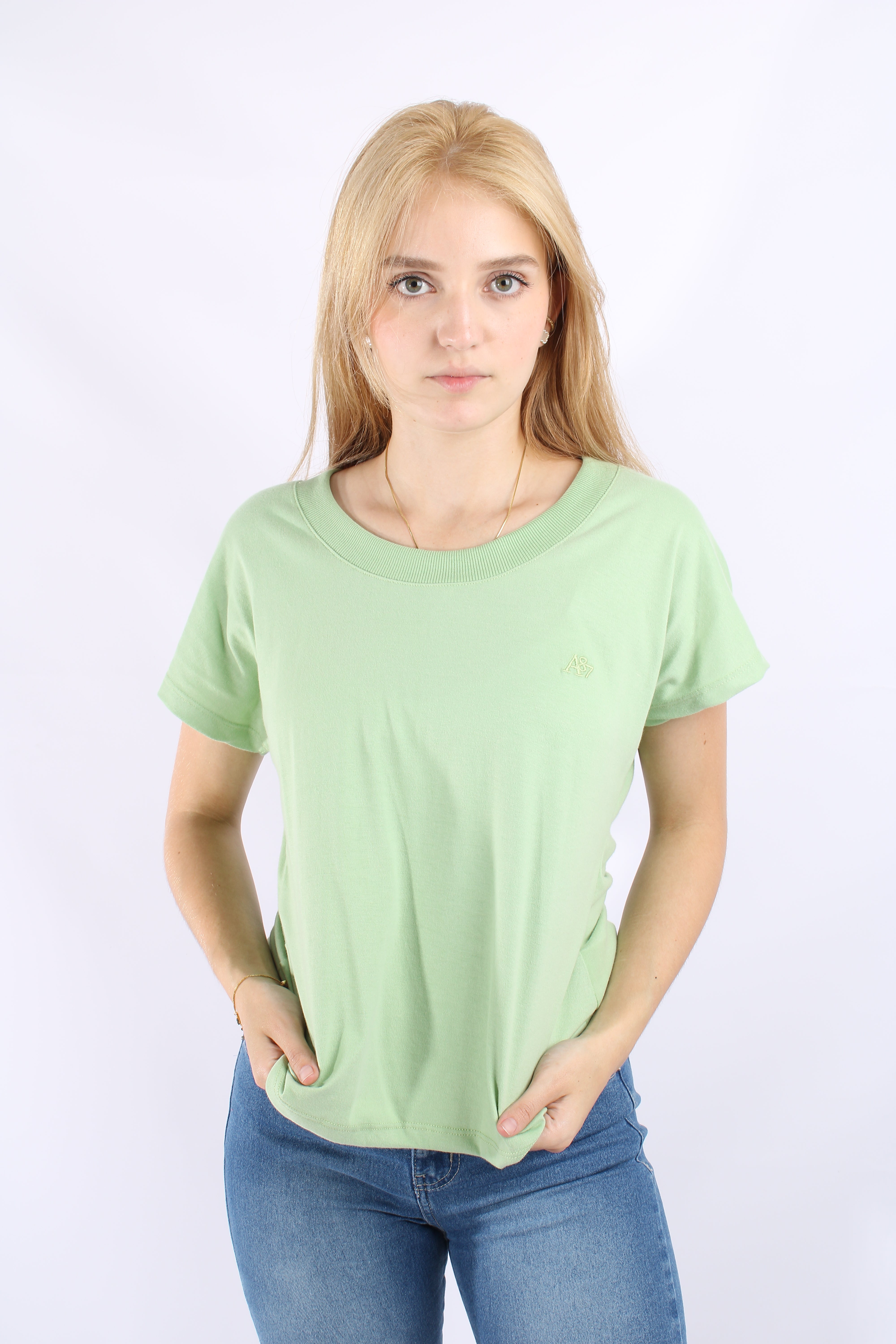 Camiseta Básica Verde Para Mujer Aeropostale Girls Solid Ss Lily Pad 6506