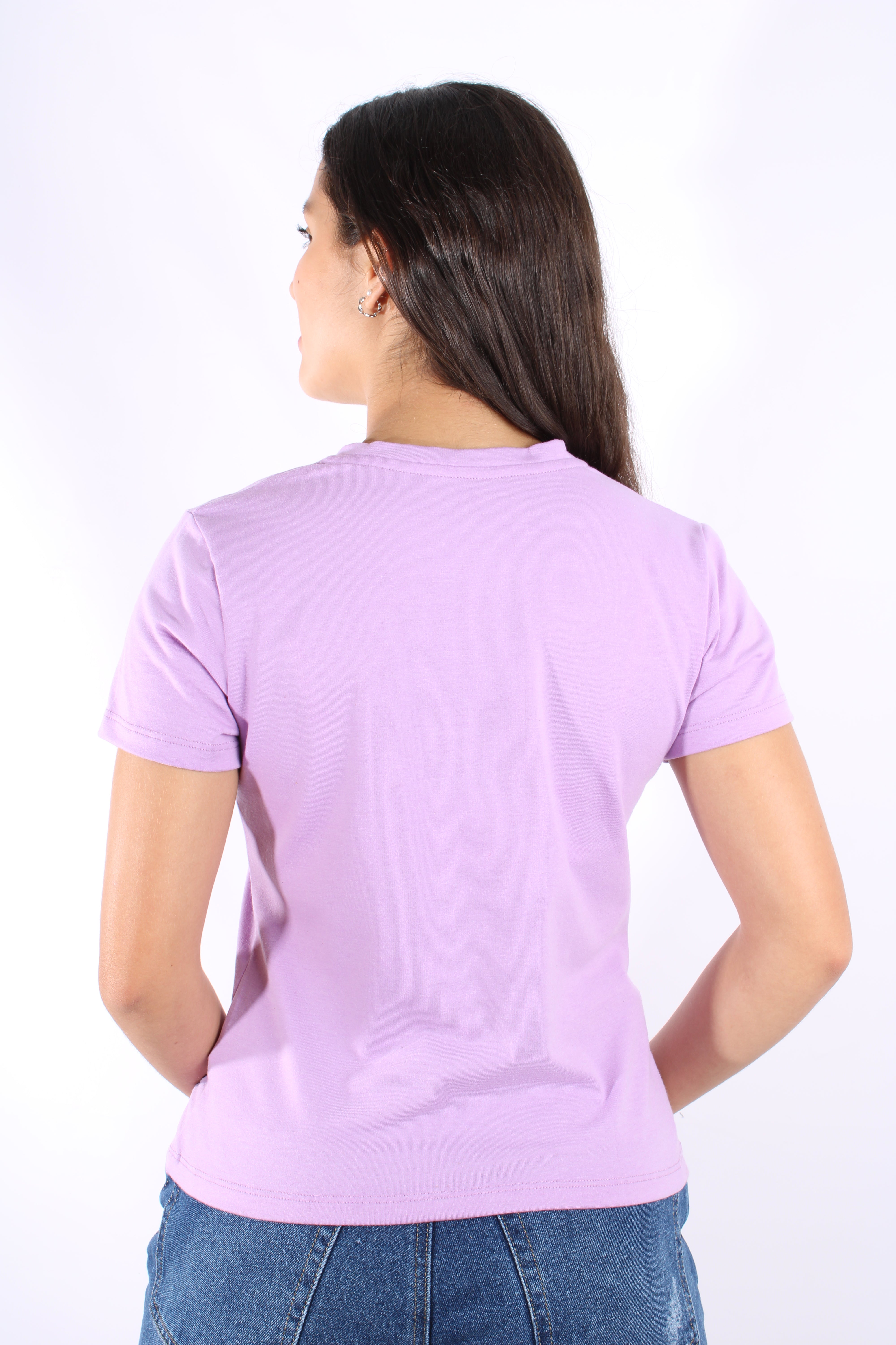 Camiseta Basica Morada Para Mujer Cuello V Aeropostale Girls Solid Ss Violet Tulip 4208
