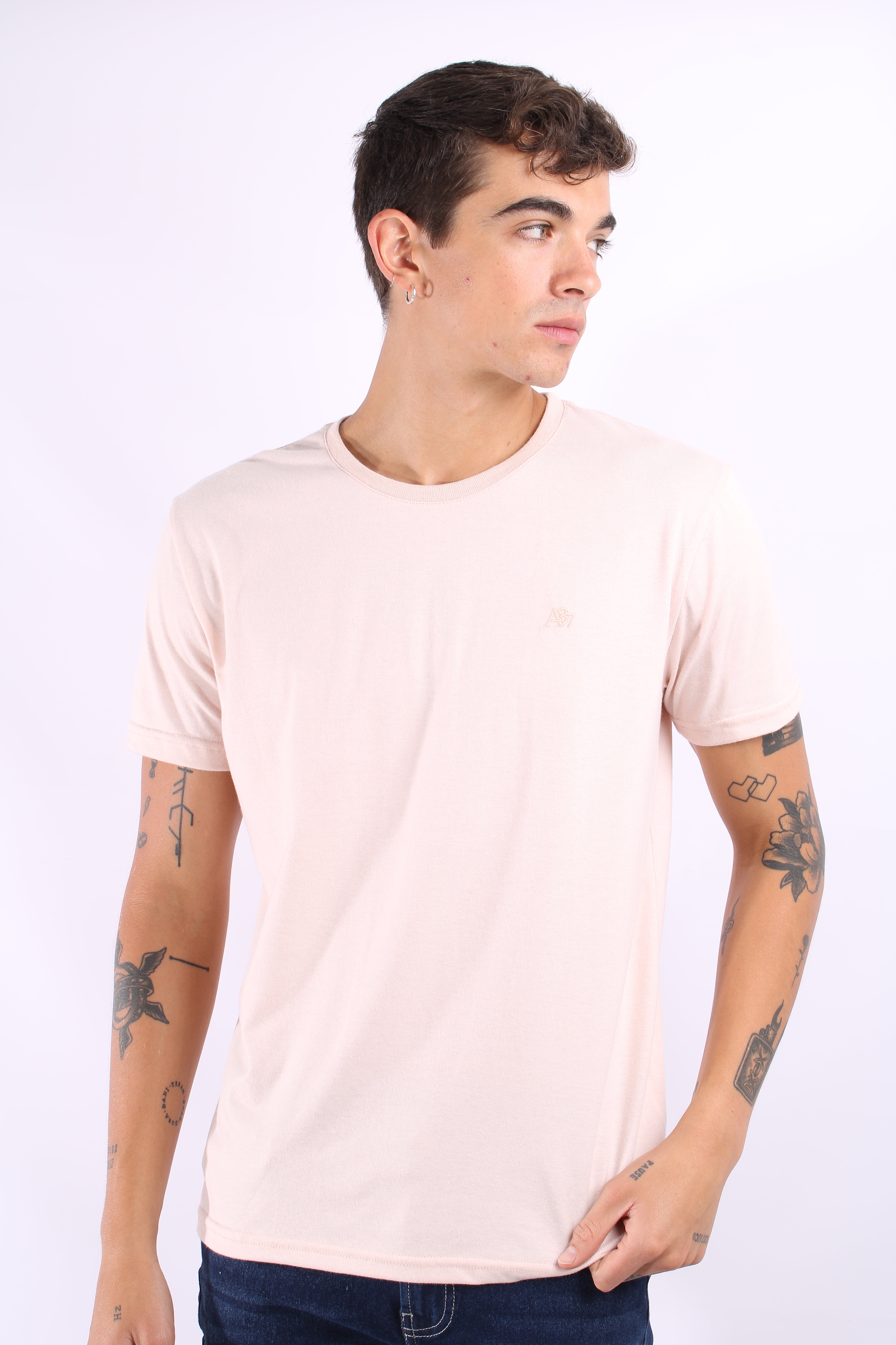 Camiseta Basica Rosada Para Hombre Aeropostale Guys Ss Tees Silver Pink 4240