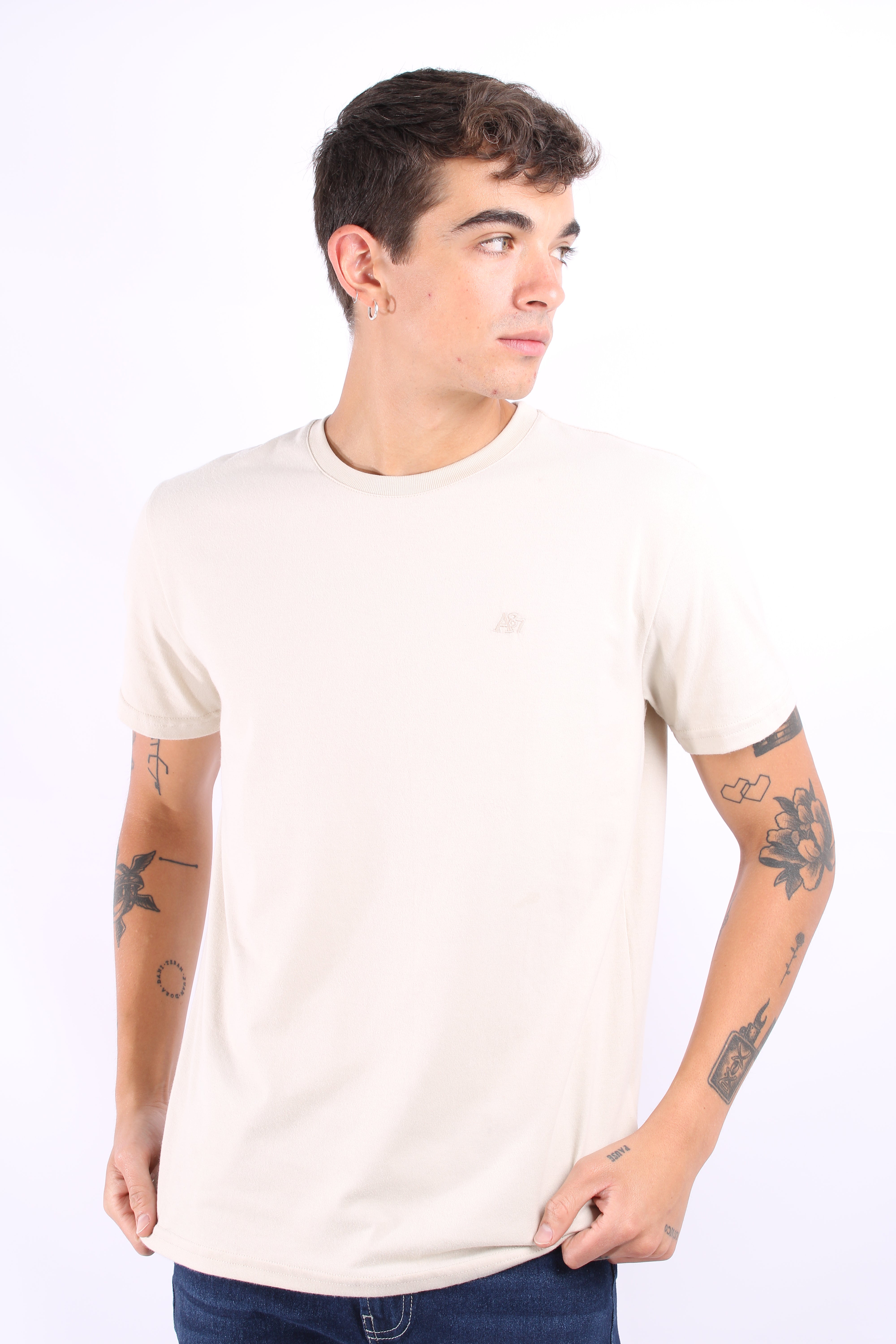 Camiseta Basica Beige Para Hombre Aeropostale Guys Ss Tees Egret 4240