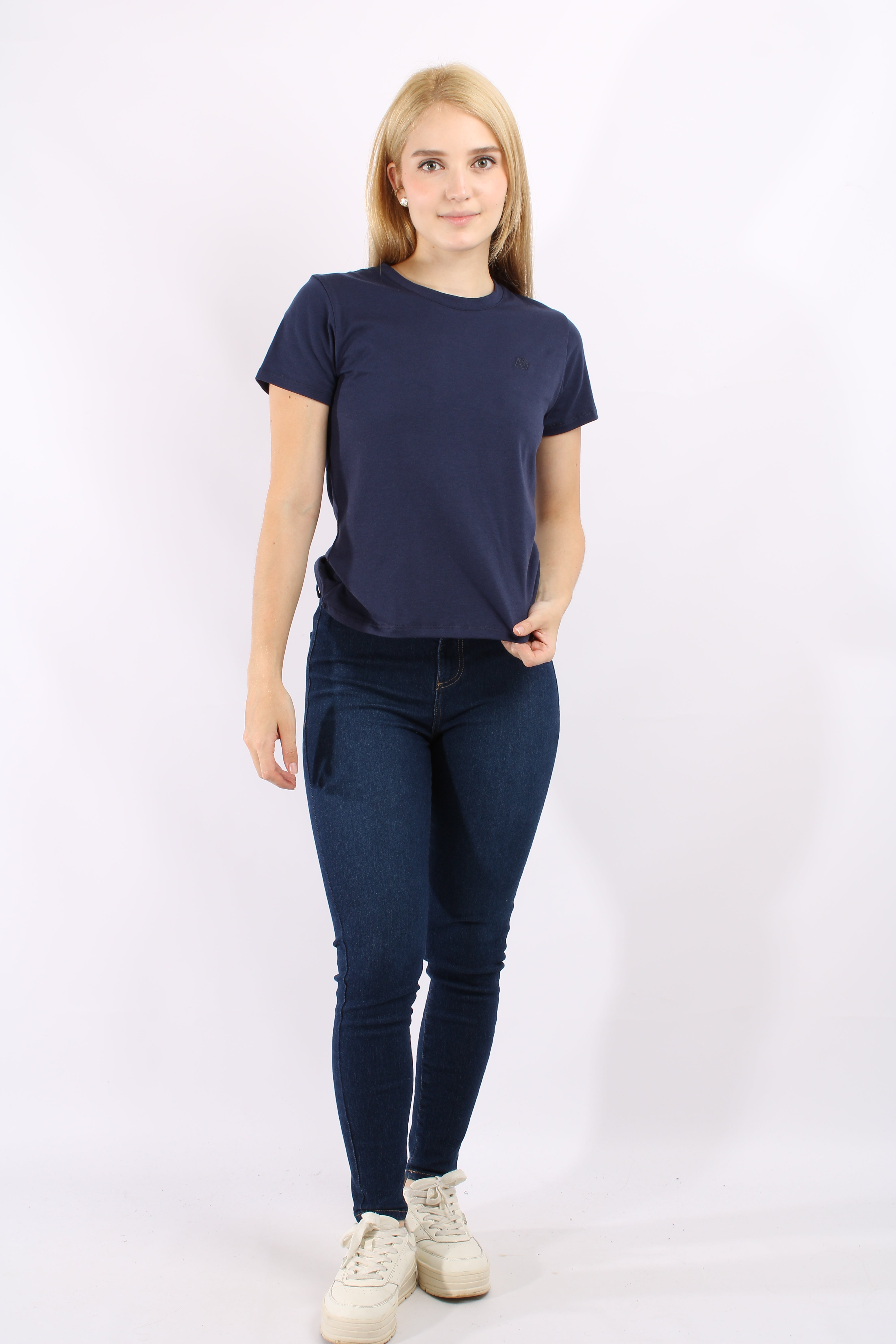 Camiseta Basica Azul Para Mujer Aeropostale Girls Solid Ss Cadet Navy 4204