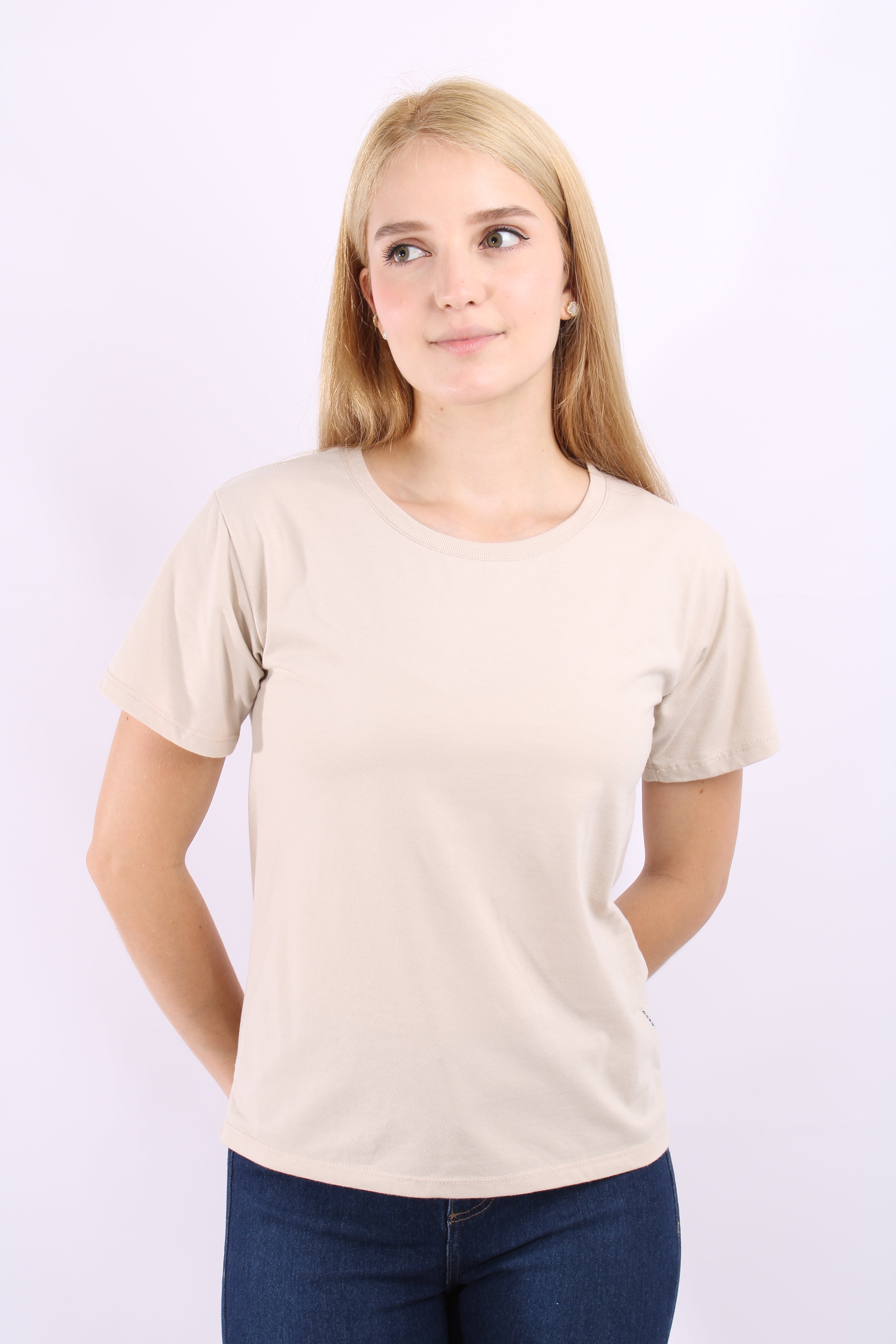 Camiseta Basica Beige Para Mujer Aero Girls Fashion Ss Egret 4558