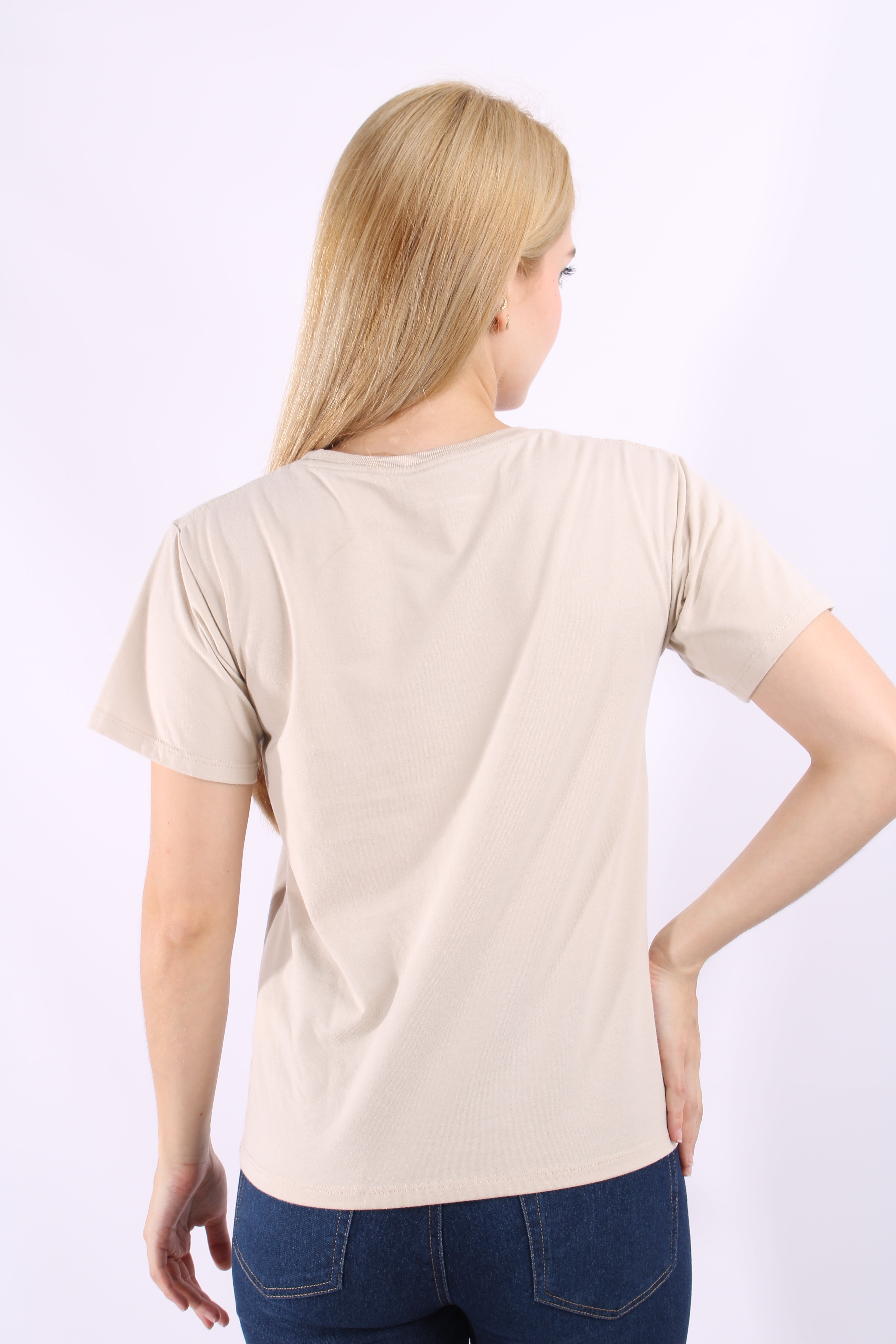 Camiseta Basica Beige Para Mujer Aero Girls Fashion Ss Egret 4558