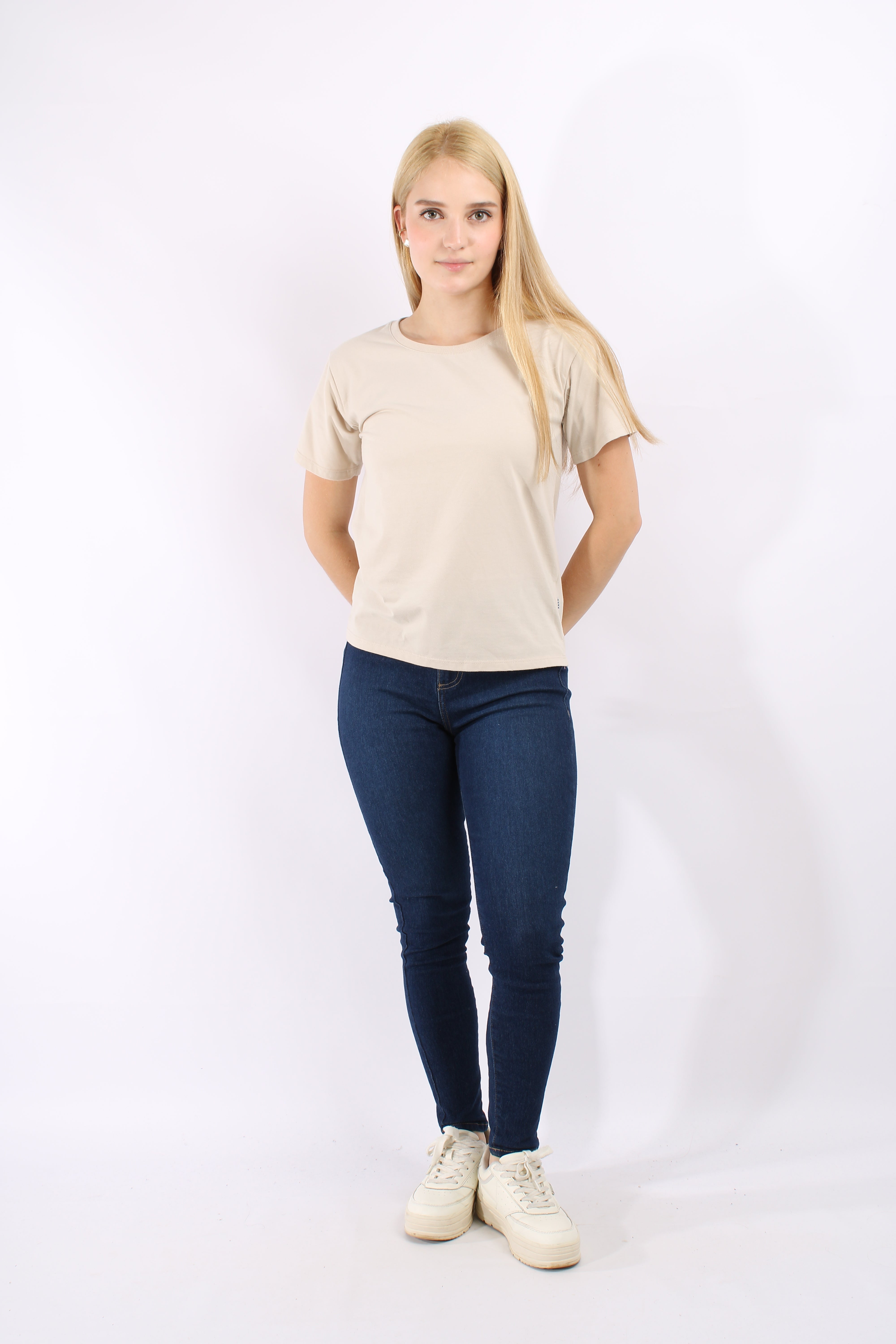 Camiseta Basica Beige Para Mujer Aero Girls Fashion Ss Egret 4558