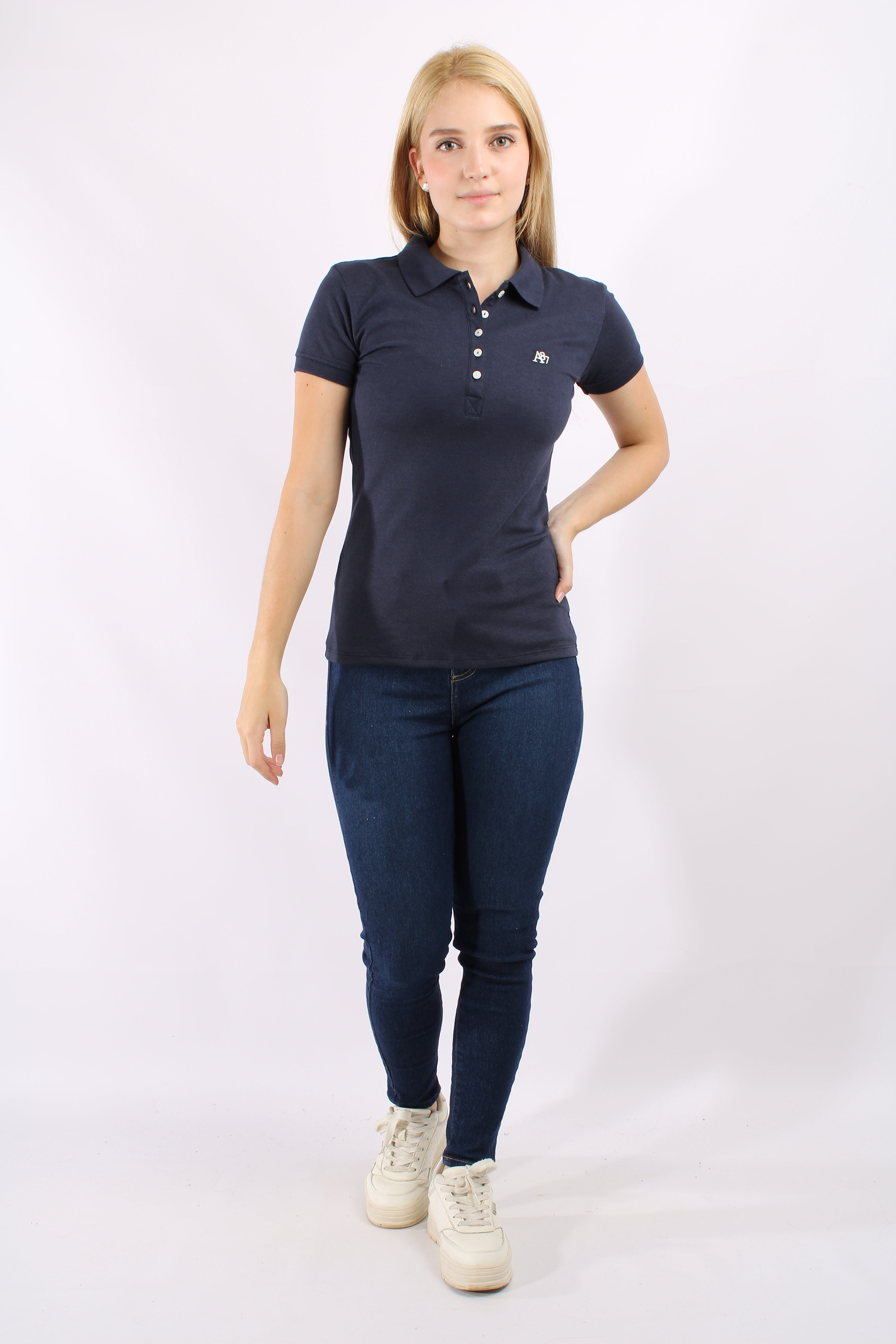 Polo Azul Oscuro Para Mujer Aeropostale Solid Polo Cadet Navy 4164
