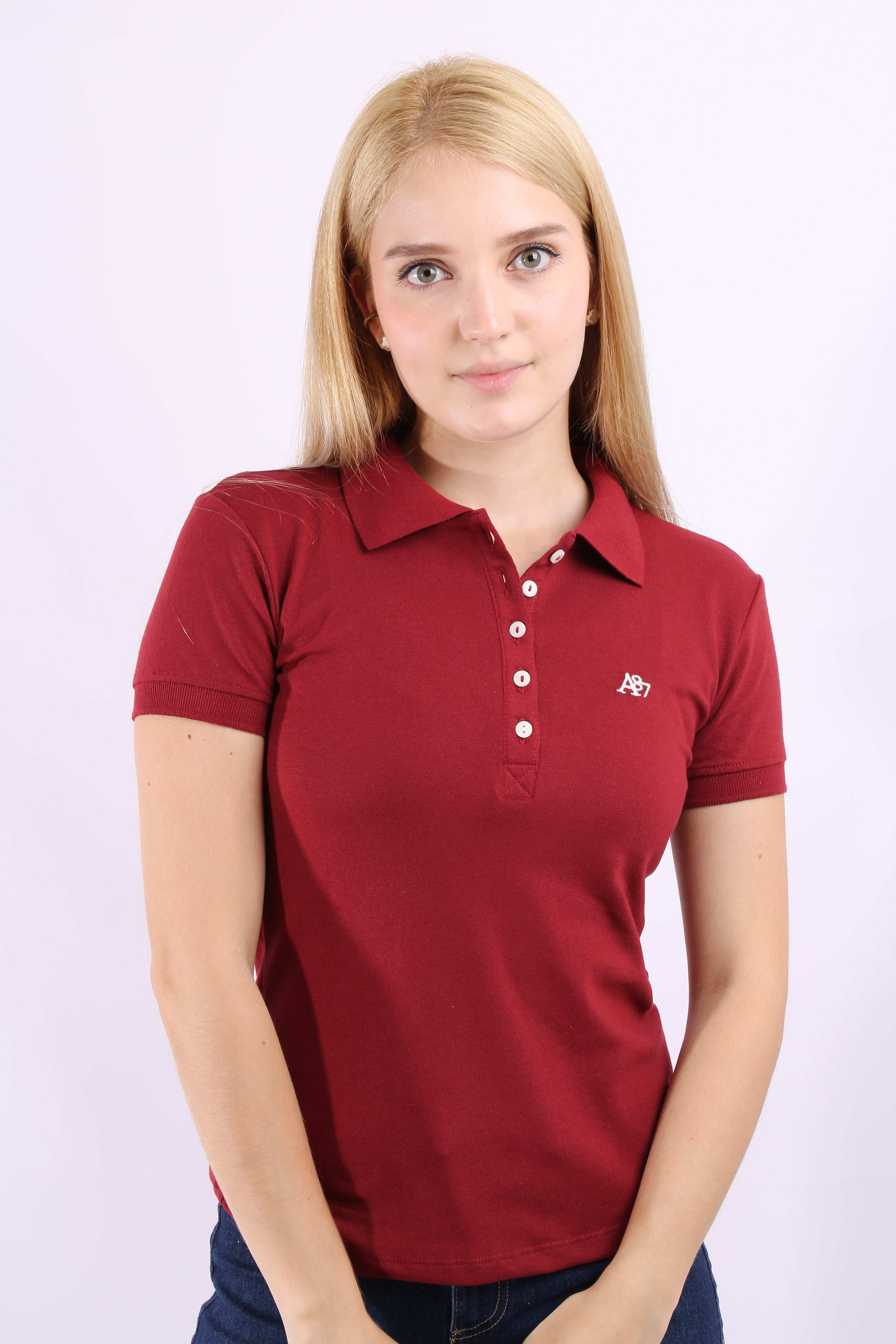 Polo Vinotinto Para Mujer Aero Solid Polo Earth Red  4164
