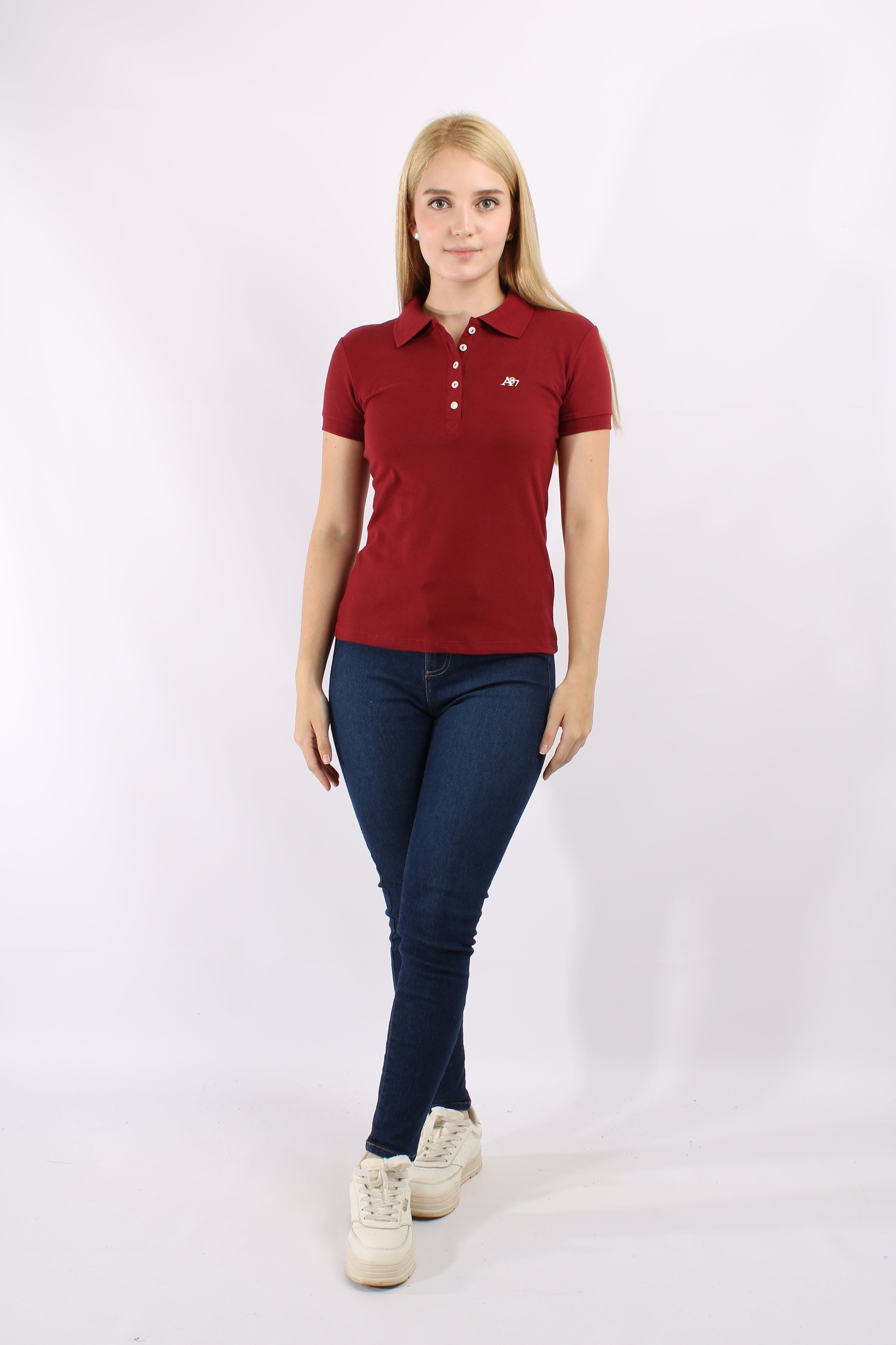 Polo Vinotinto Para Mujer Aero Solid Polo Earth Red  4164