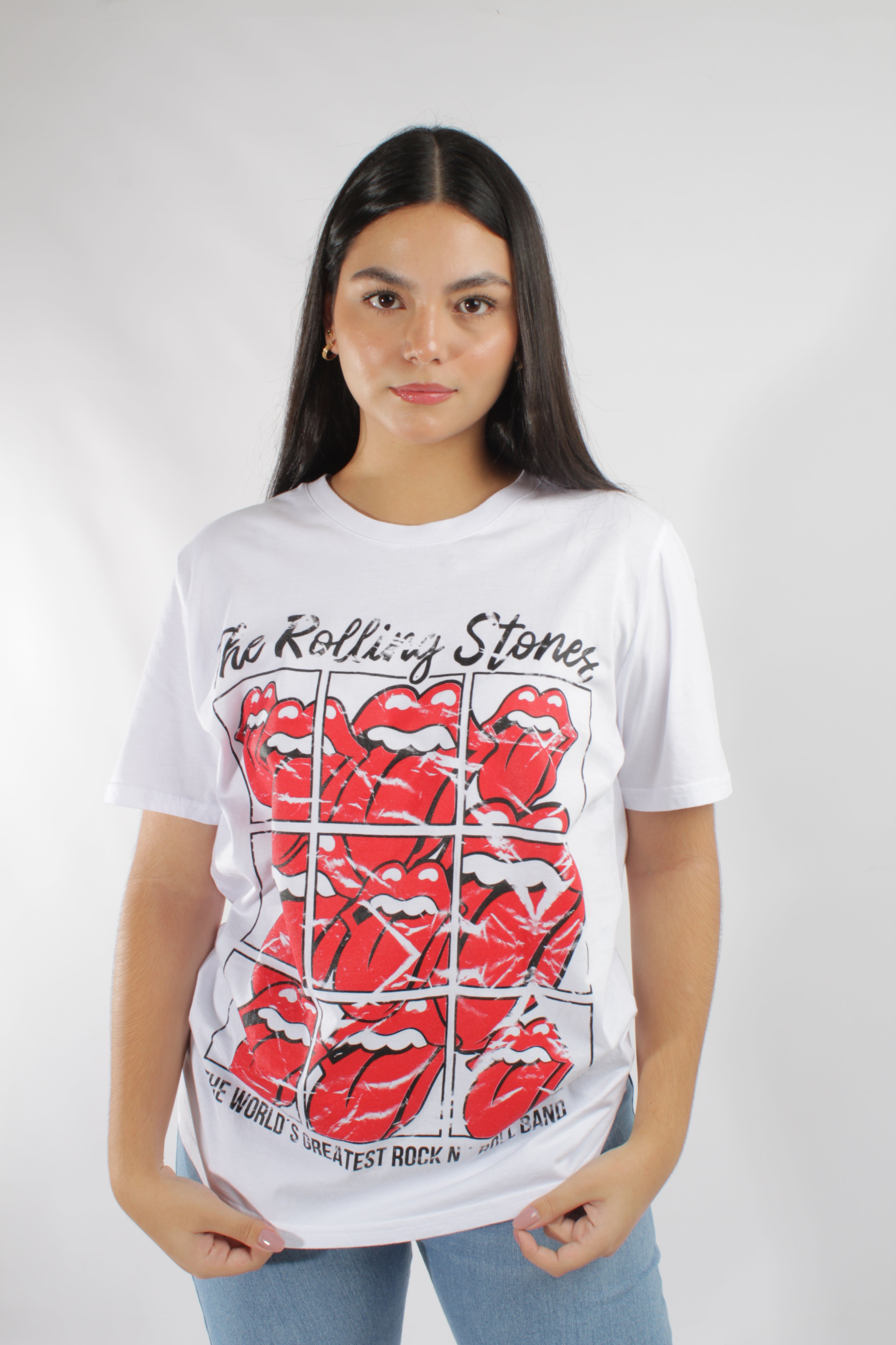 Camiseta Unisex Oversize Rolling Stones Aero Guys Fashion Graphics Bleach Rs010