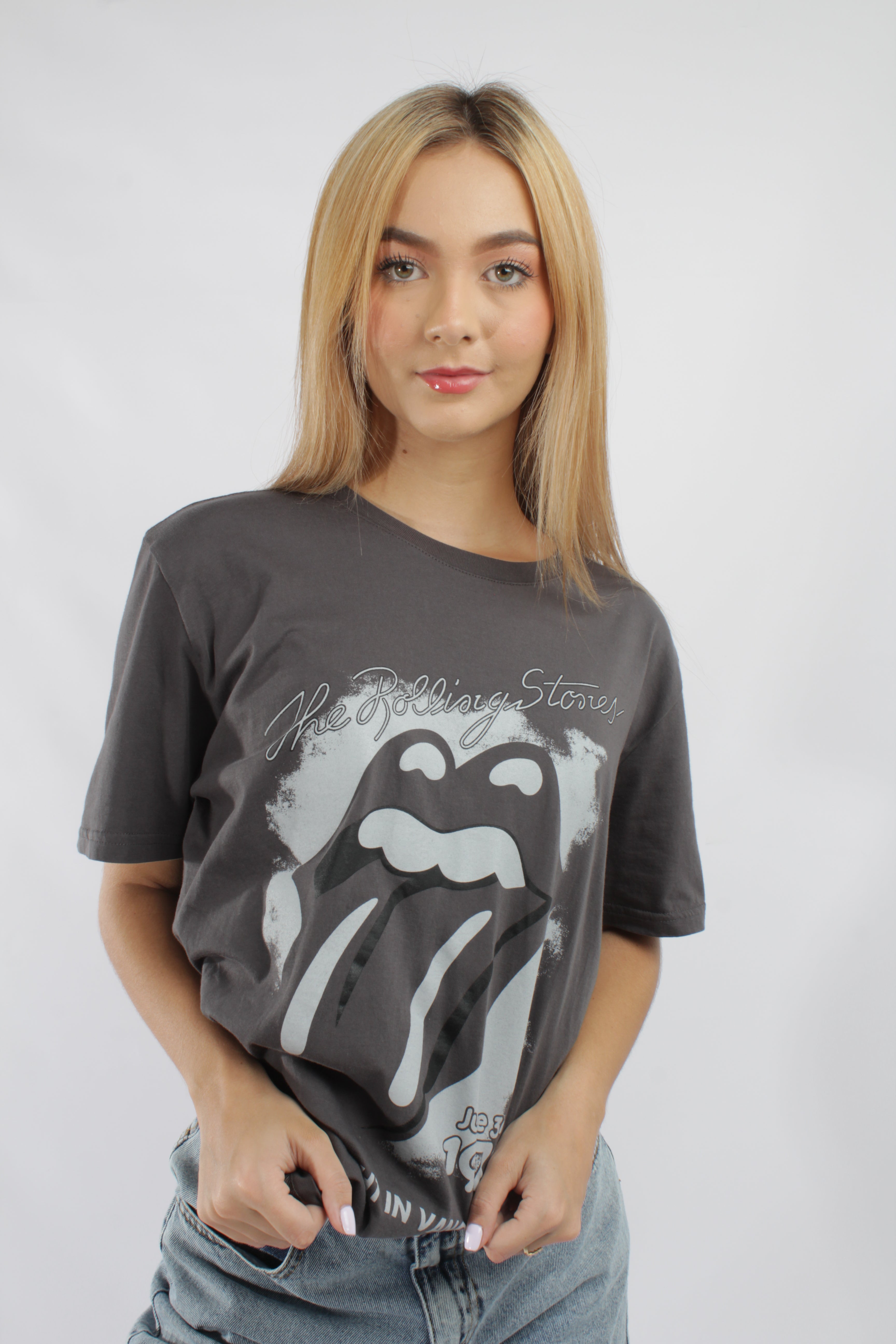 Camiseta Unisex Oversize Rolling Stones Aero Guys Fashion Graphics Dark Black Rs021