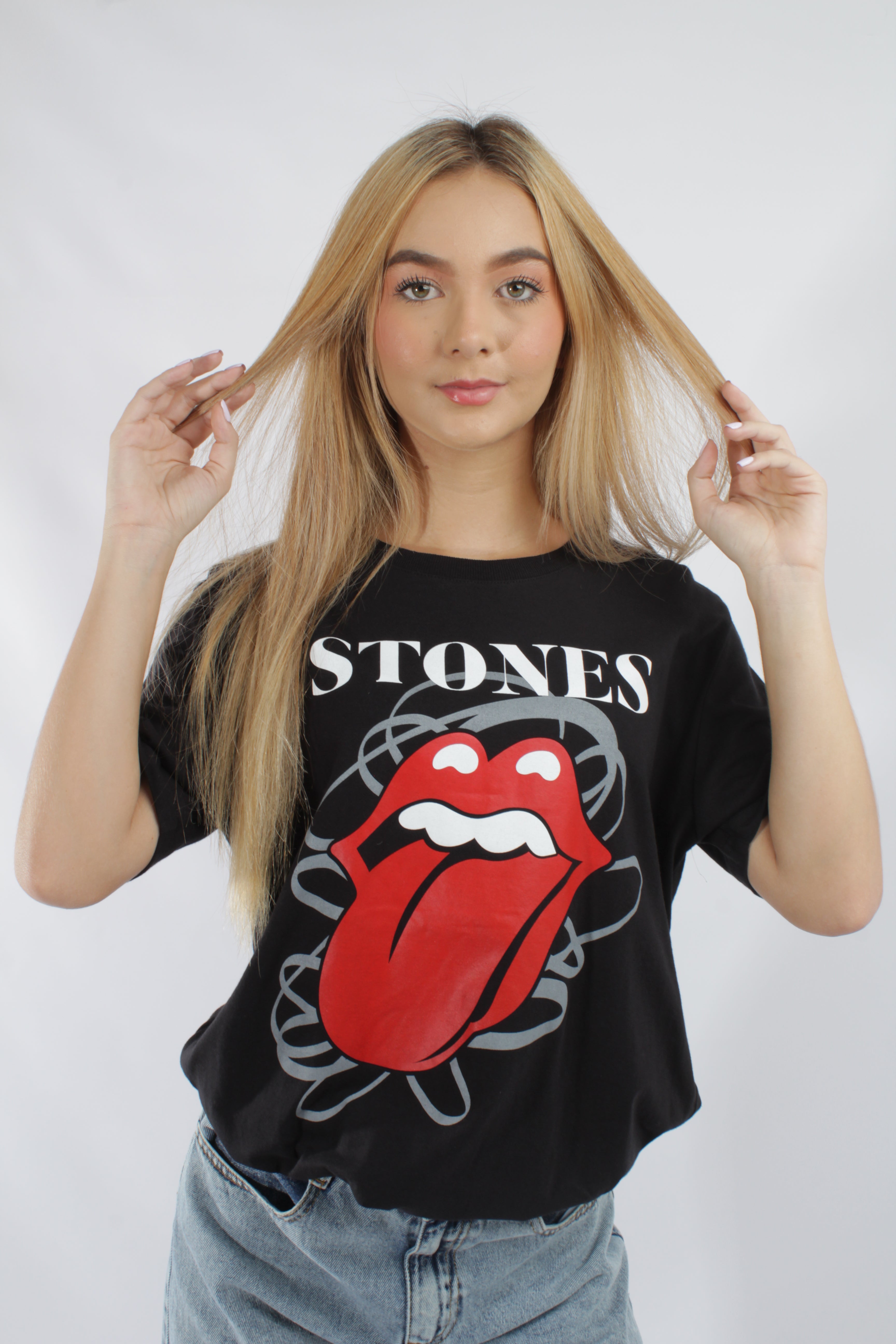 Camiseta Unisex Oversize Rolling Stones Aero Guys Fashion Graphics Darlk Black Rs 027