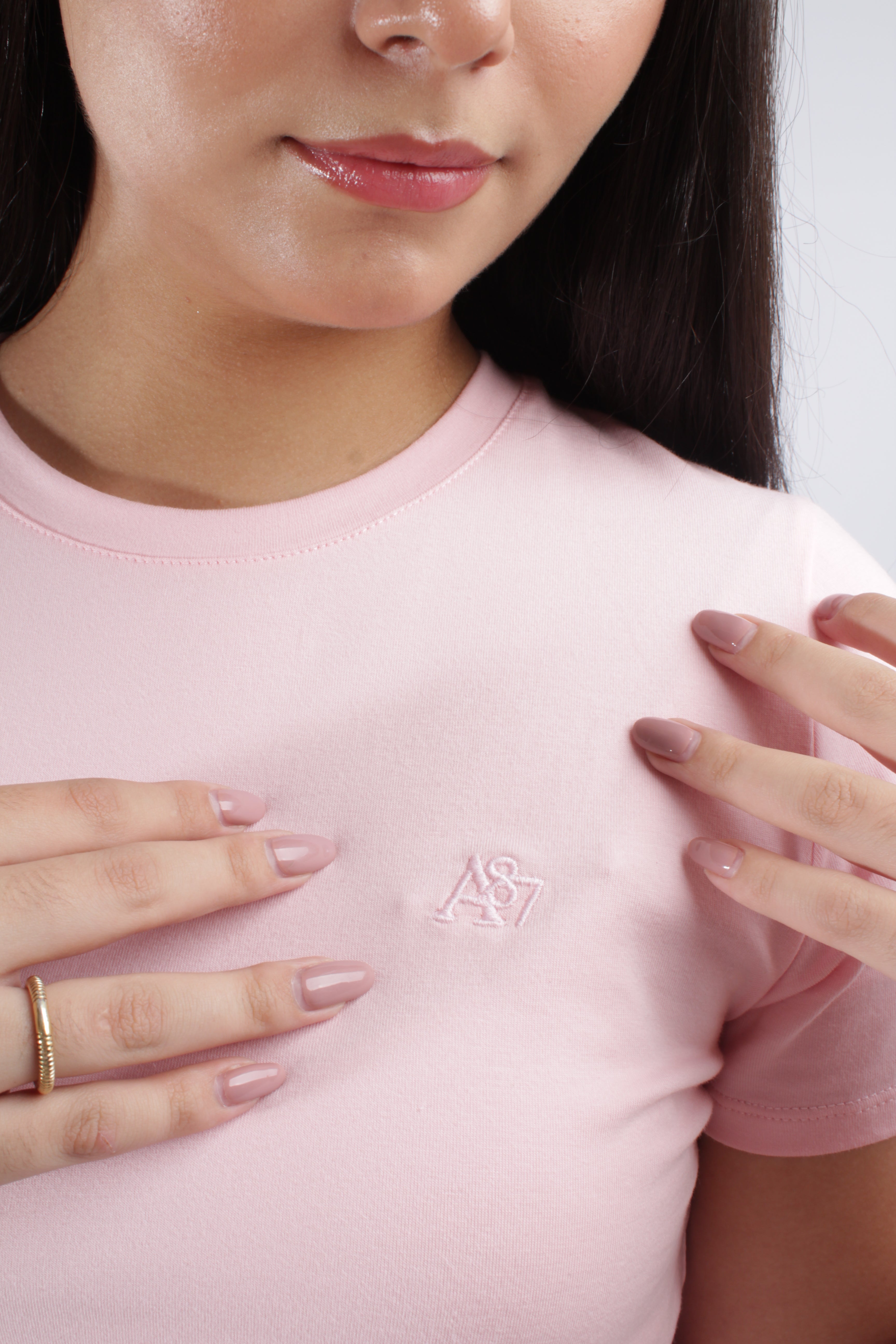 Camiseta Básica Rosada Para Mujer Pink Logo Aero Girls Solid Ss Silver Pink