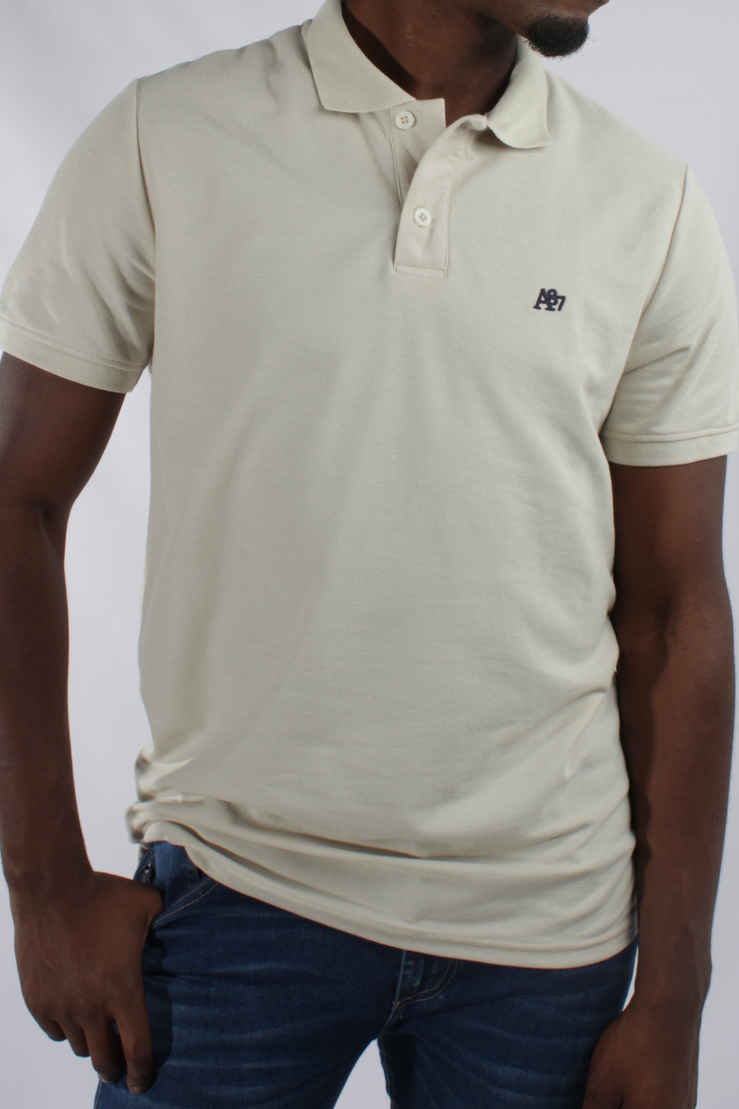 Camiseta Polo Para Hombre Dark Blue Logo Aero Guys Ss Solid Polo Turtledove