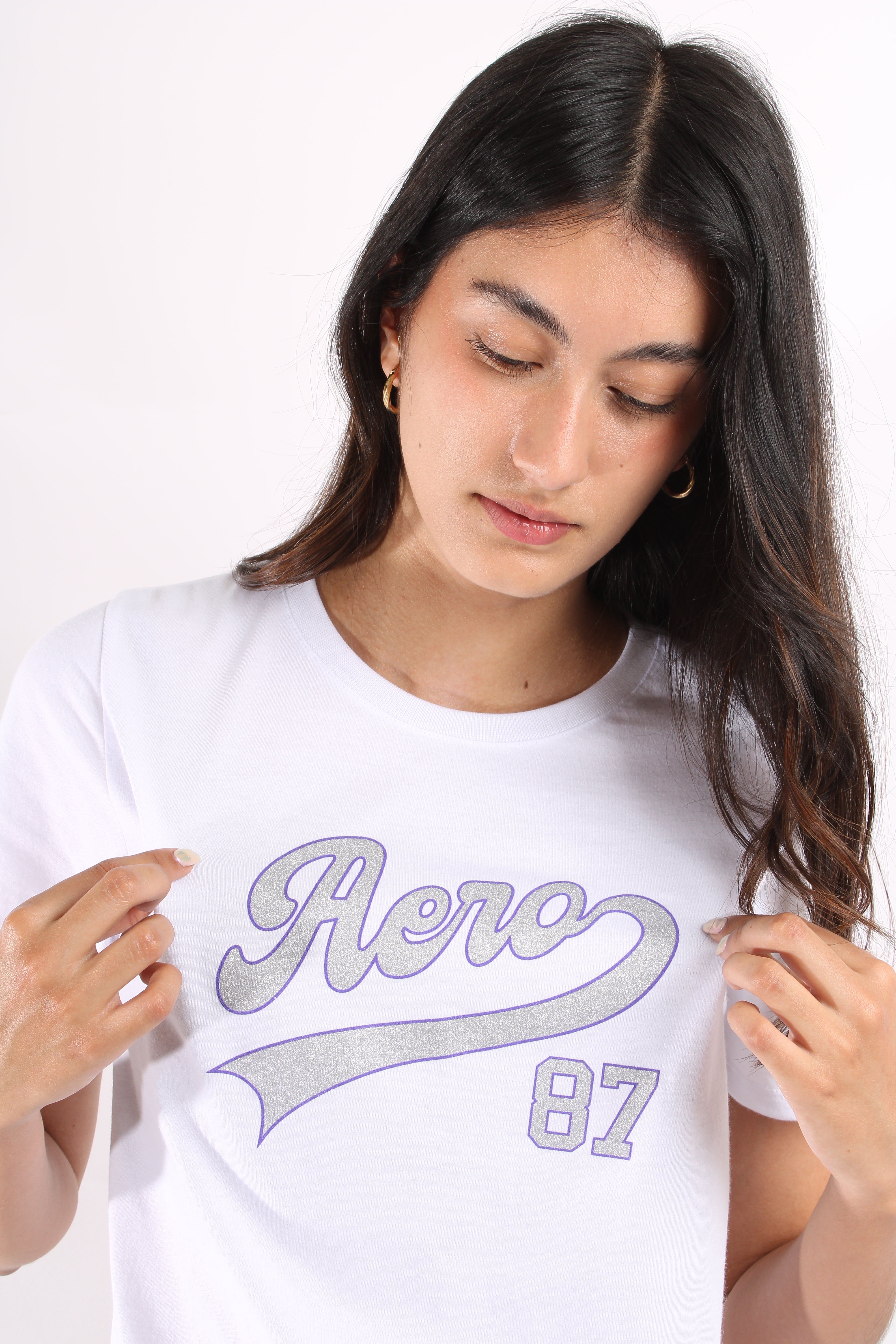 Camiseta Blanca Para Mujer Aeropostale Graphic Level 1 Bleach 6991