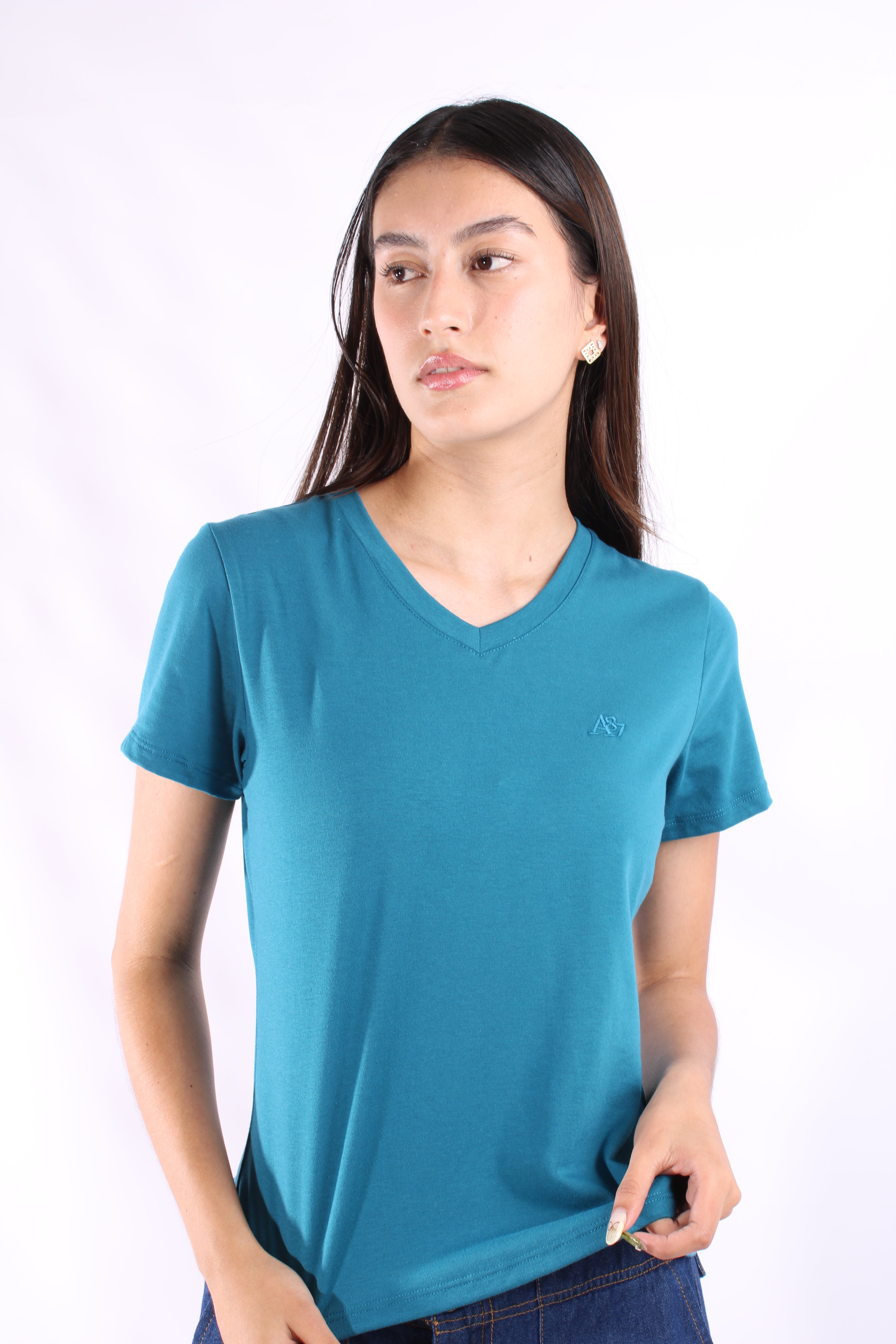 Camiseta Basica Azul Turquesa Para Mujer Aeropostale Girls Solid Ss Vintage Teal 4208
