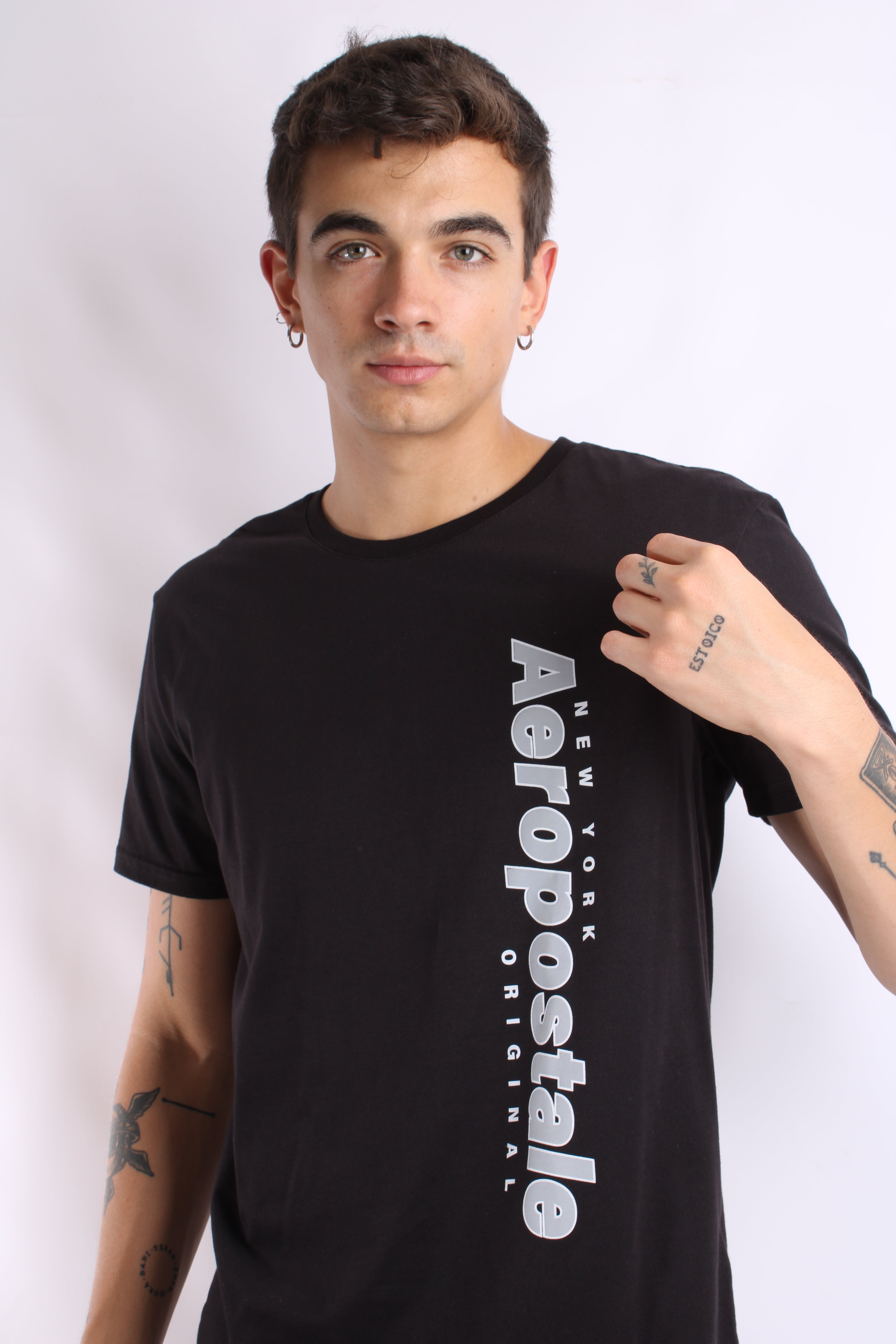 Camiseta Negra Para Hombre Aeropostale Level 2 Graphic Tees Dark Black 5599