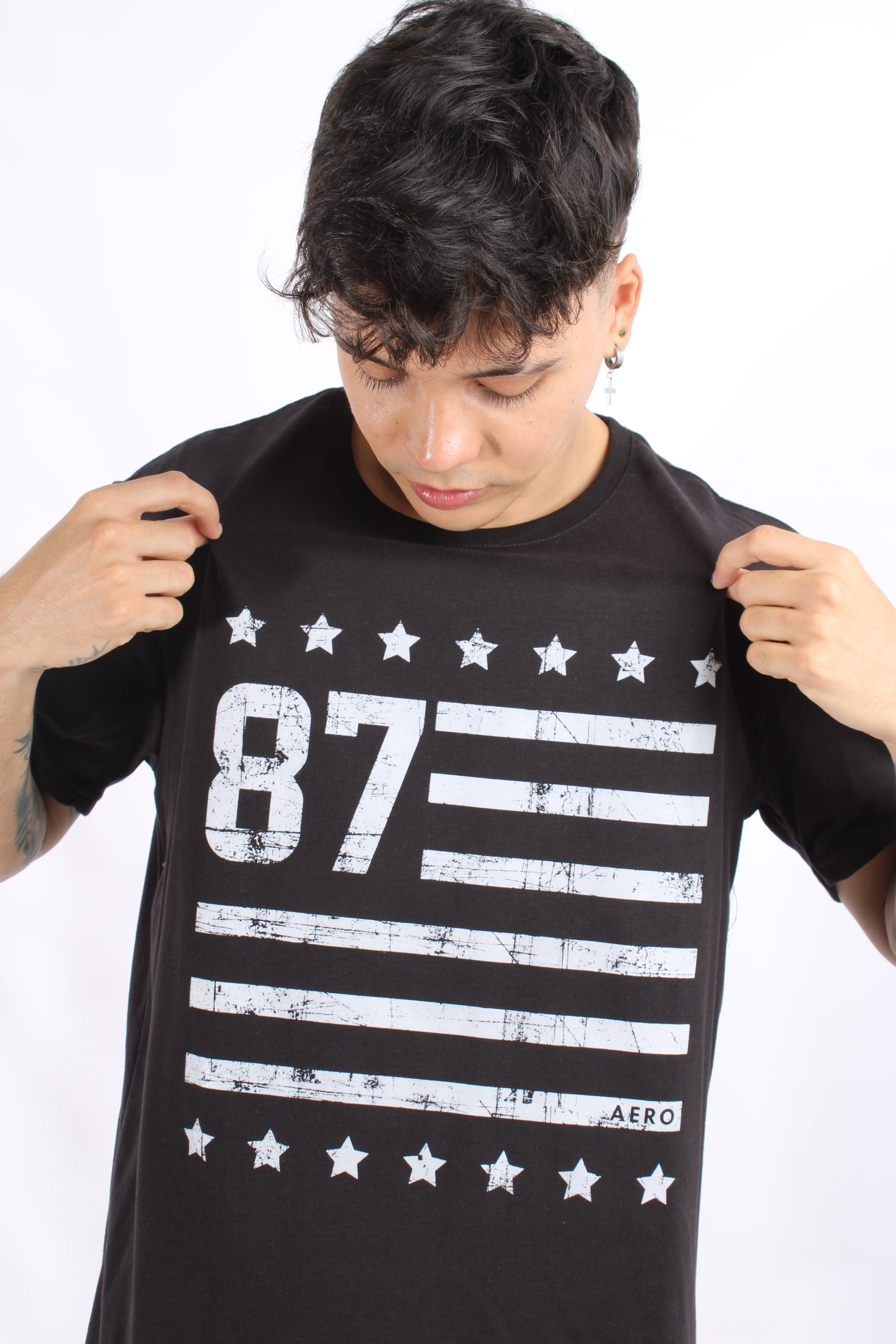 Camiseta Para Hombre Aero Level 1 Graphic Tees Dark Black 7473