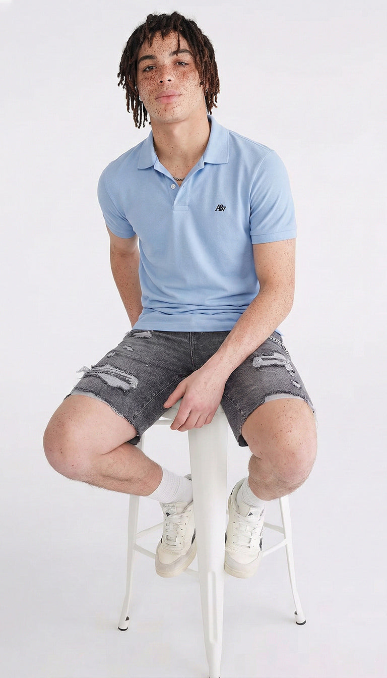 Polo Para Hombre Aero Guys Ss Solid Polo Kentucky Blue Dark Black New