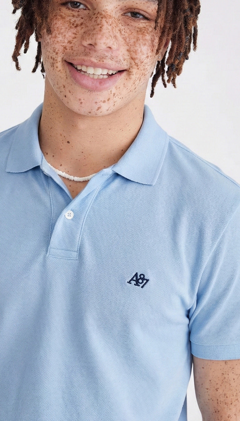 Polo Para Hombre Aero Guys Ss Solid Polo Kentucky Blue Dark Black New