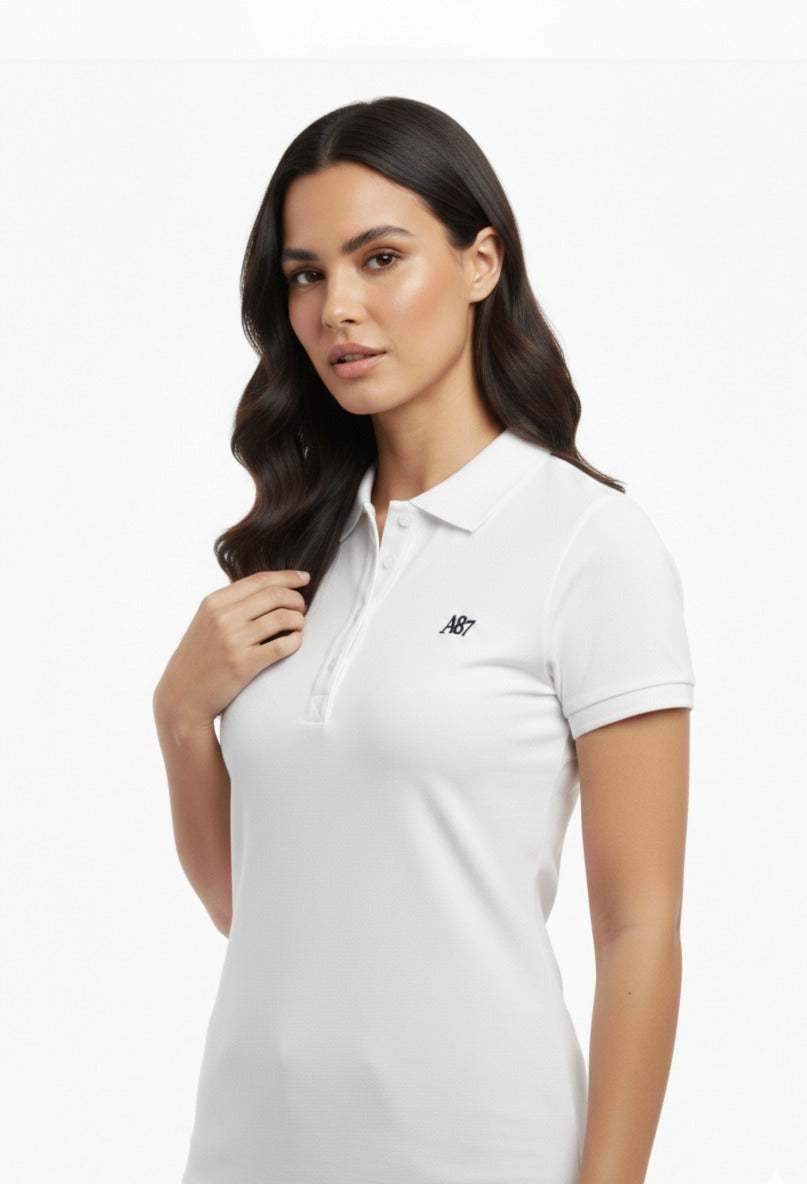 Polo Para Mujer Aeropostale Color Blanco Hueso Solid Black Logo