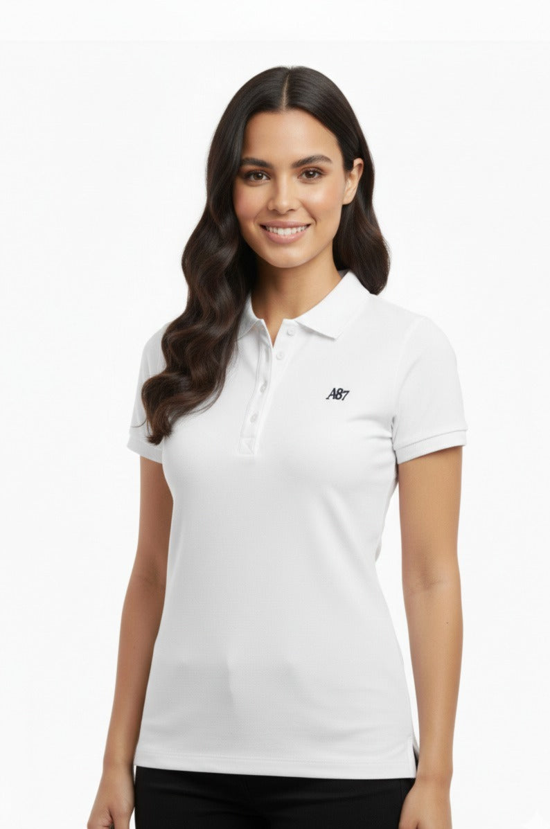 Polo Para Mujer Aeropostale Color Blanco Hueso Solid Black Logo