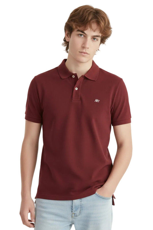 Polo Para Hombre Aero Guys Ss Solid Polo Earth Red White Logo