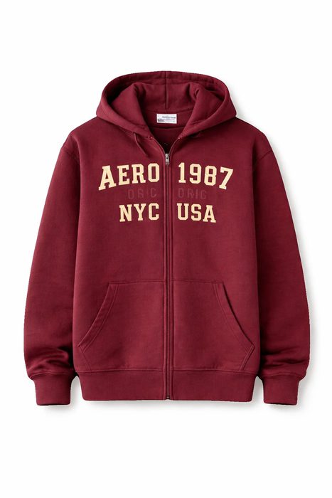 AERO GUYS FULL ZIP HOODIES EARTH RED