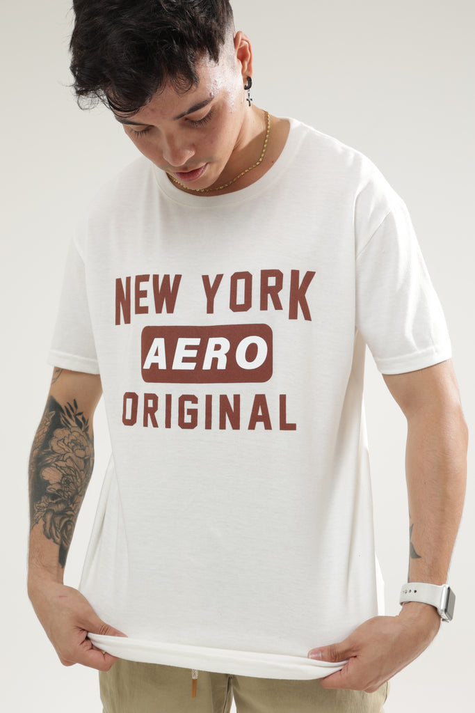 Camiseta Para Hombre Ae Ny Aero Level 1 Graphic Tees Egret