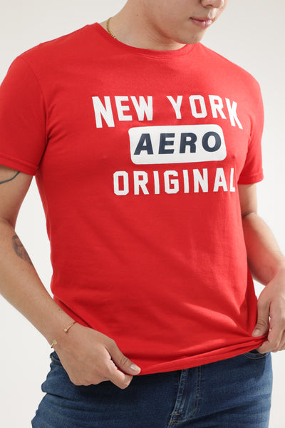 Camiseta Para Hombre Blue Letters Aero Level 1 Graphic Tees True Red